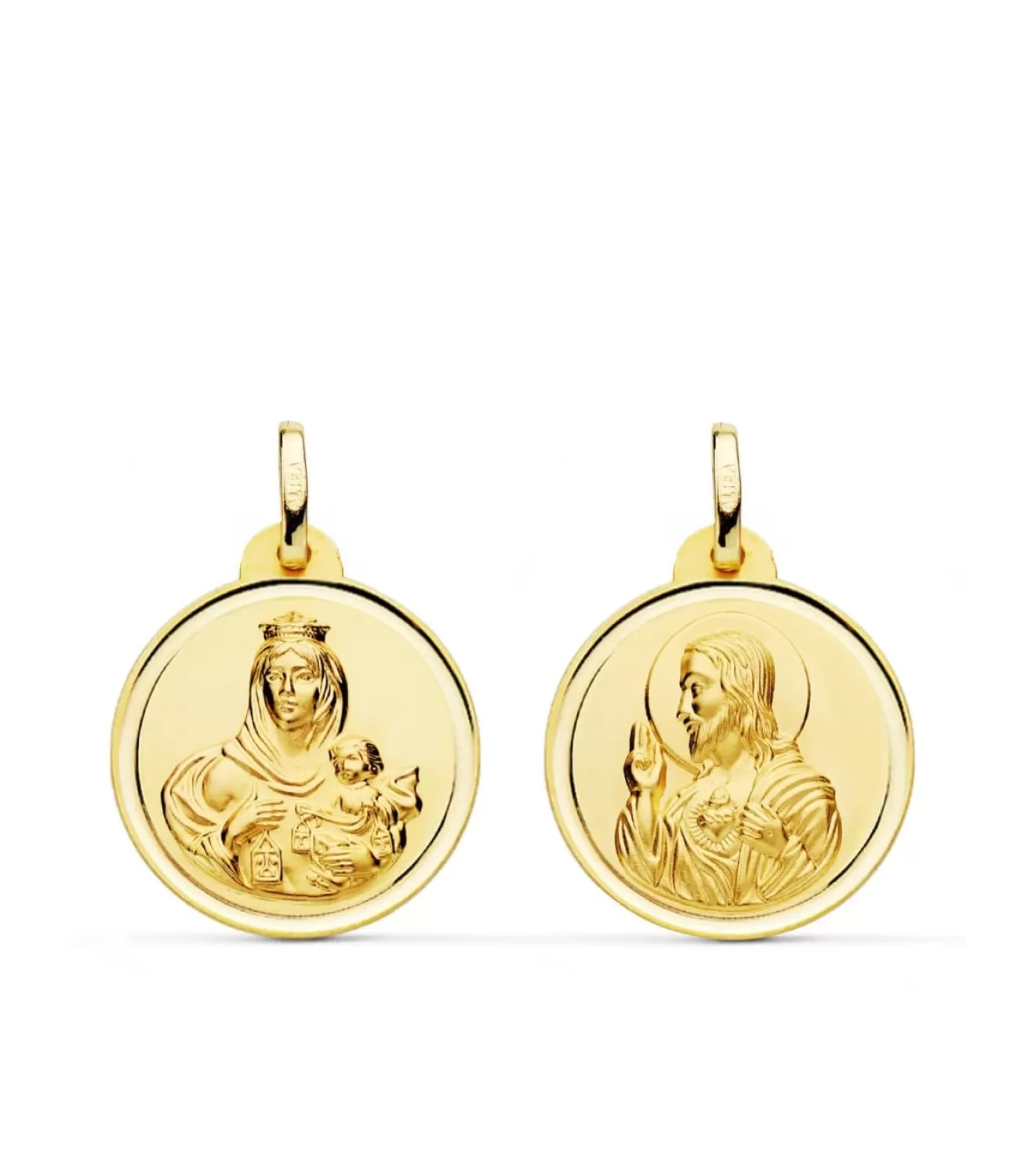 Escapulario V. Carmen Y C. Jesus Oro 18K 20 Mm Bisel<Alda Joyeros Flash Sale