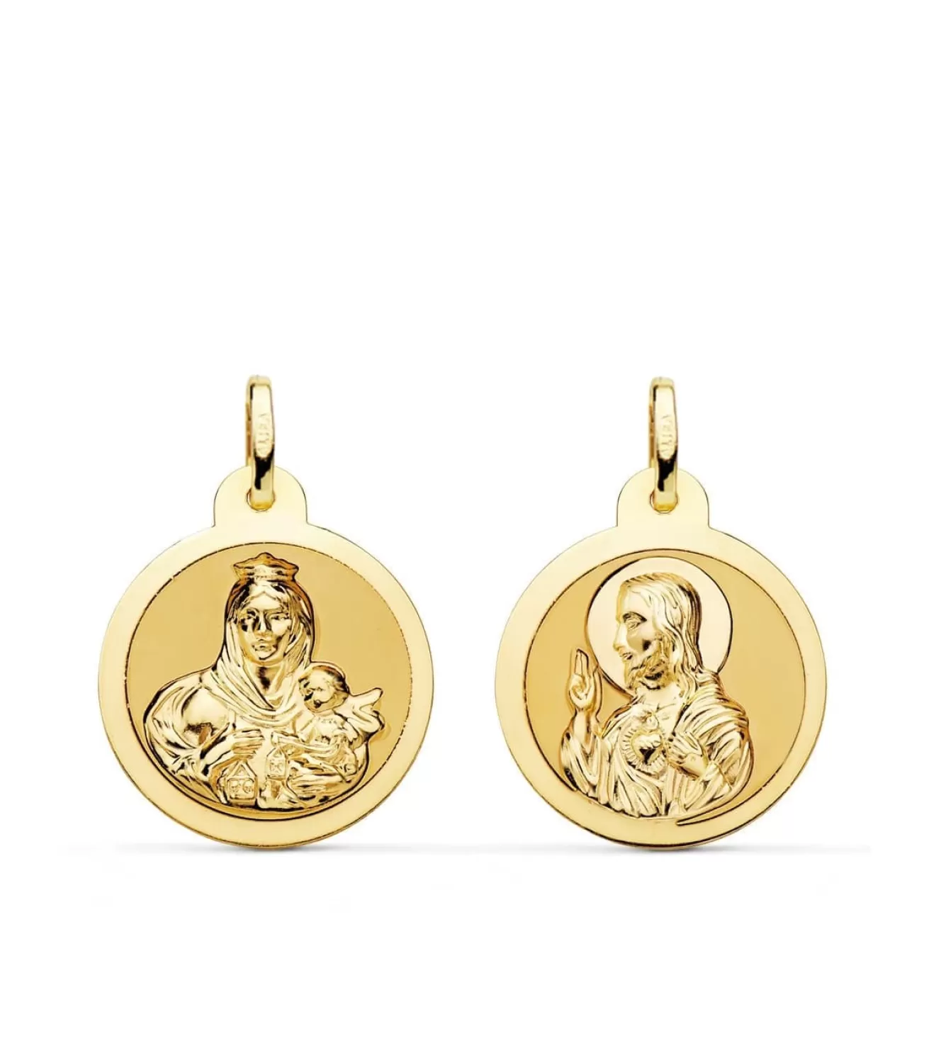 Escapulario V. Carmen Y C. Jesus Oro 18K 20 Mm Brillo<Alda Joyeros Cheap