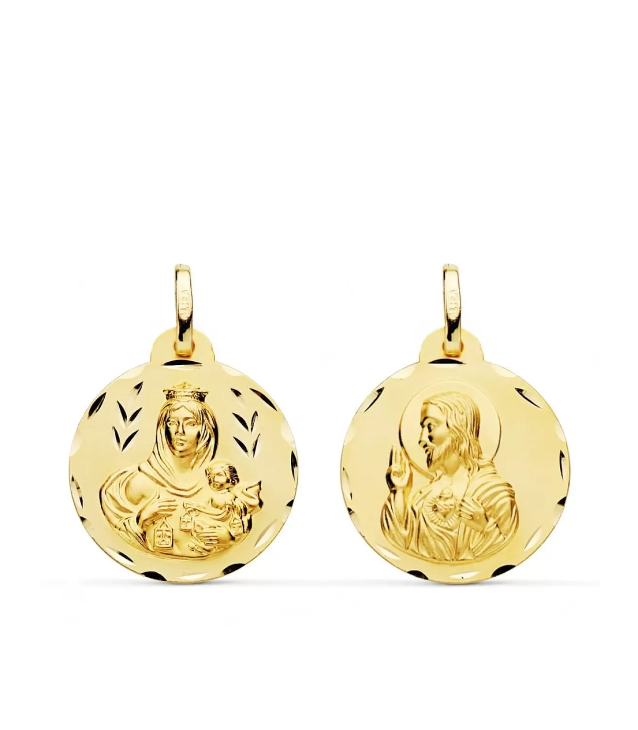 Escapulario V. Carmen Y C. Jesus Oro 18K 20Mm Tallado<Alda Joyeros Outlet