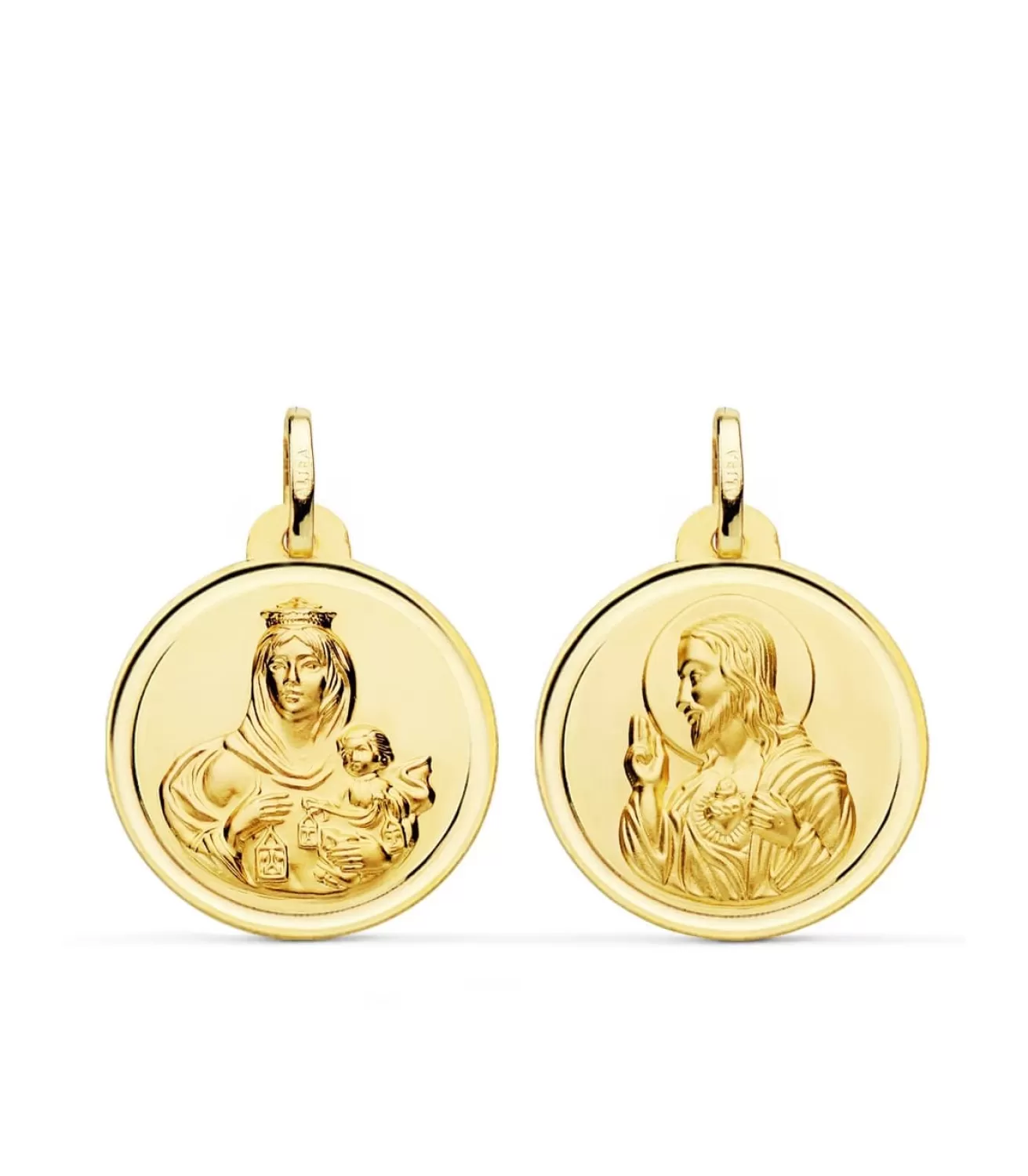Escapulario V. Carmen Y C. Jesus Oro 18K 22 Mm Bisel<Alda Joyeros Cheap