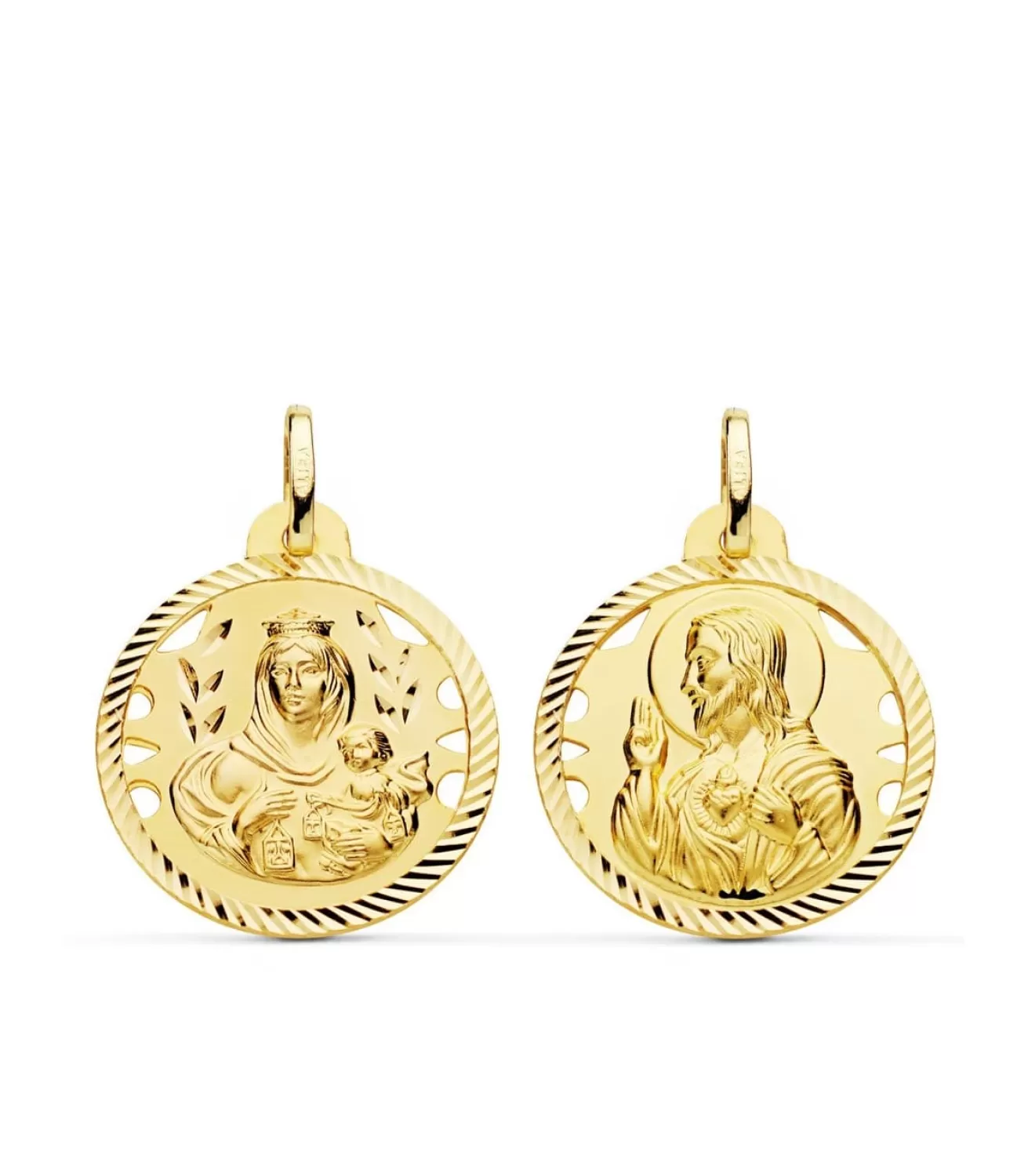 Escapulario V. Carmen Y C. Jesus Oro 18K 22 Mm Calado<Alda Joyeros Cheap