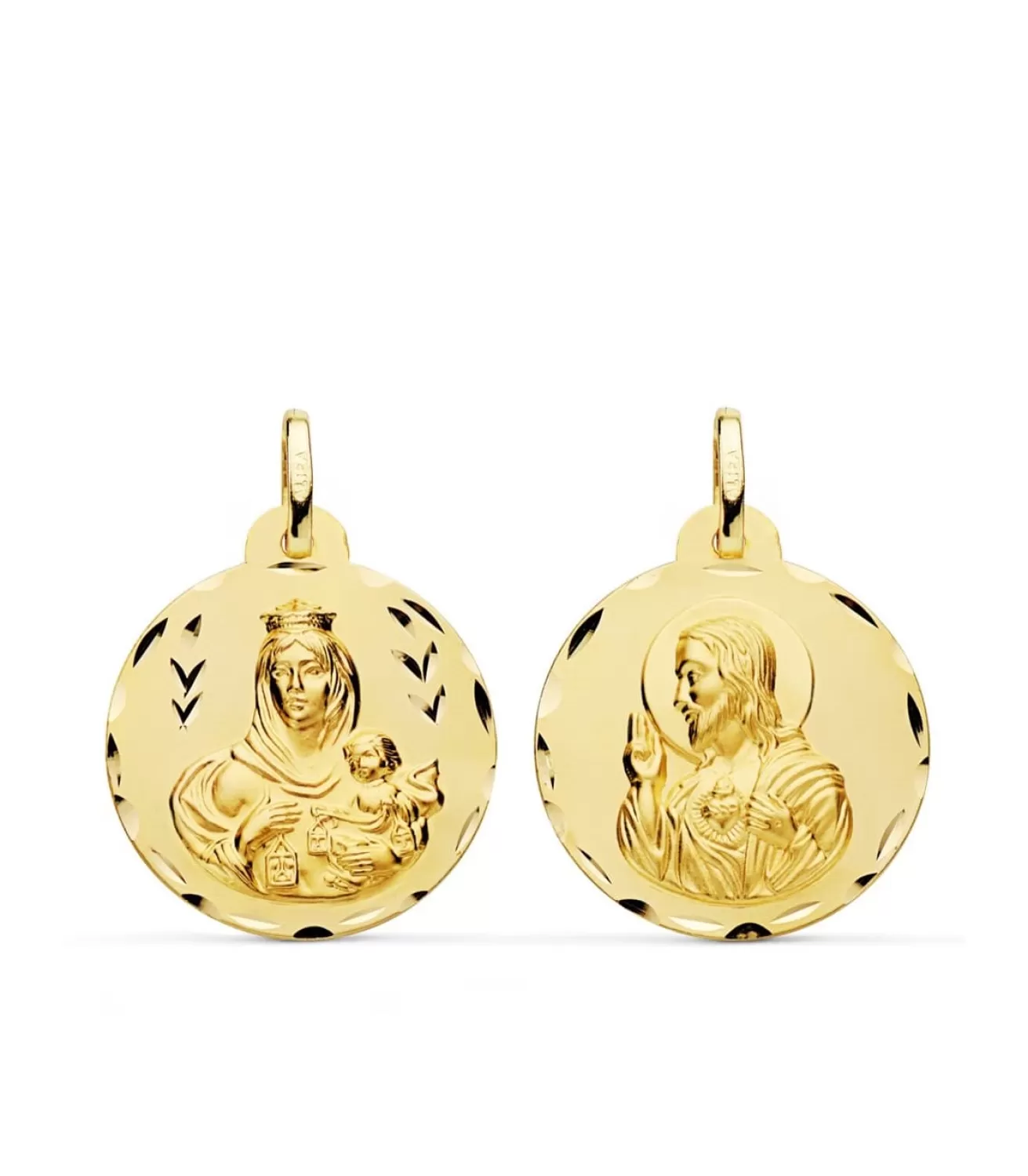 Escapulario V. Carmen Y C. Jesus Oro 18K 22 Mm Tallado<Alda Joyeros Cheap