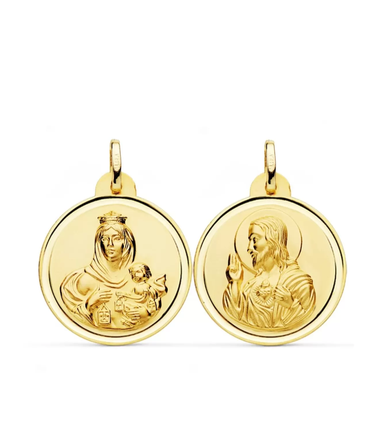 Escapulario V. Carmen Y C. Jesus Oro 18K 24 Mm Bisel<Alda Joyeros Best