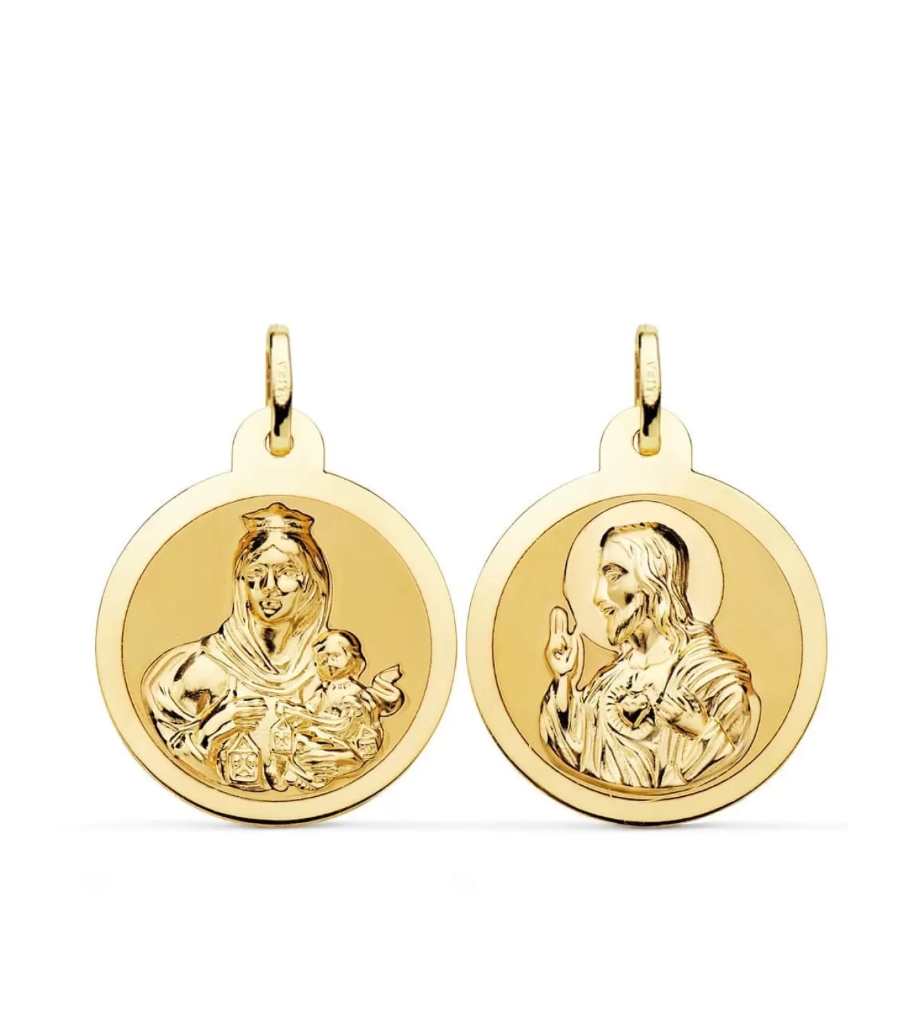 Escapulario V. Carmen Y C. Jesus Oro 18K 24 Mm Brillo<Alda Joyeros Shop