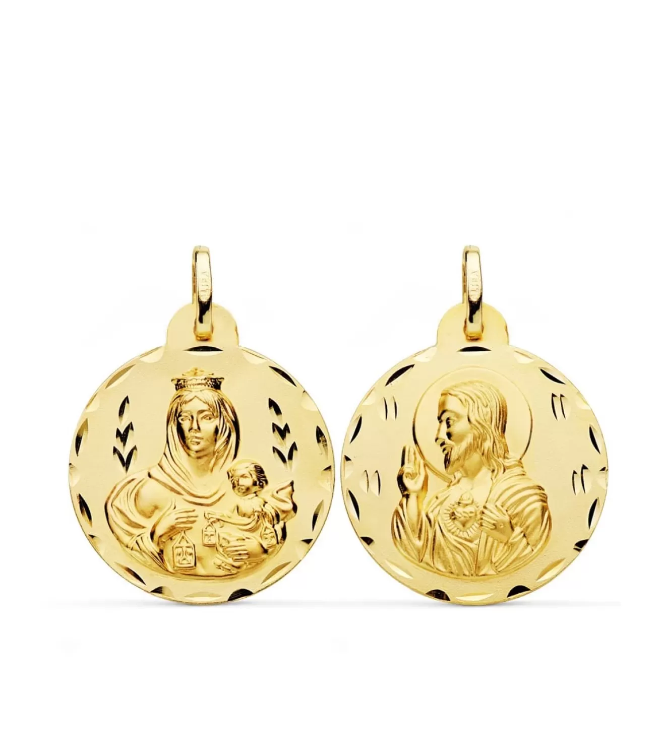 Escapulario V. Carmen Y C. Jesus Oro 18K 24 Mm Tallado<Alda Joyeros Sale
