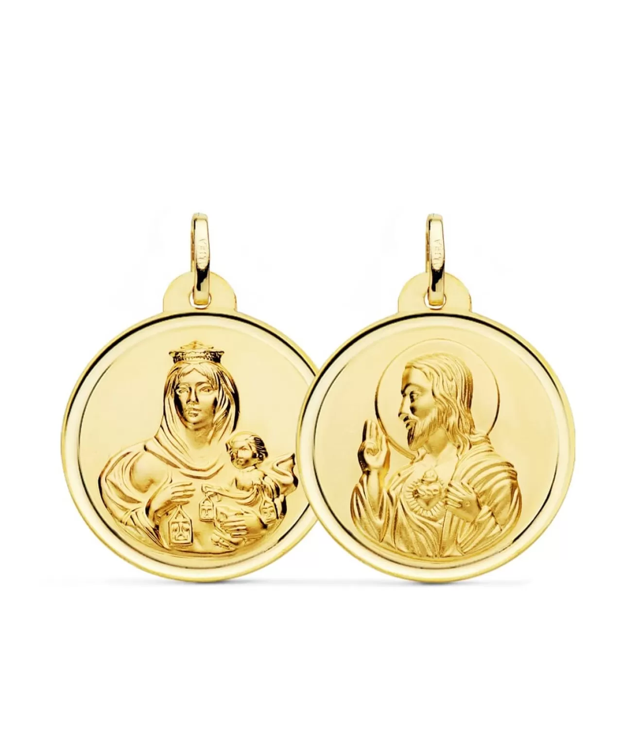 Escapulario V. Carmen Y C. Jesus Oro 18K 26 Mm Bisel<Alda Joyeros Sale