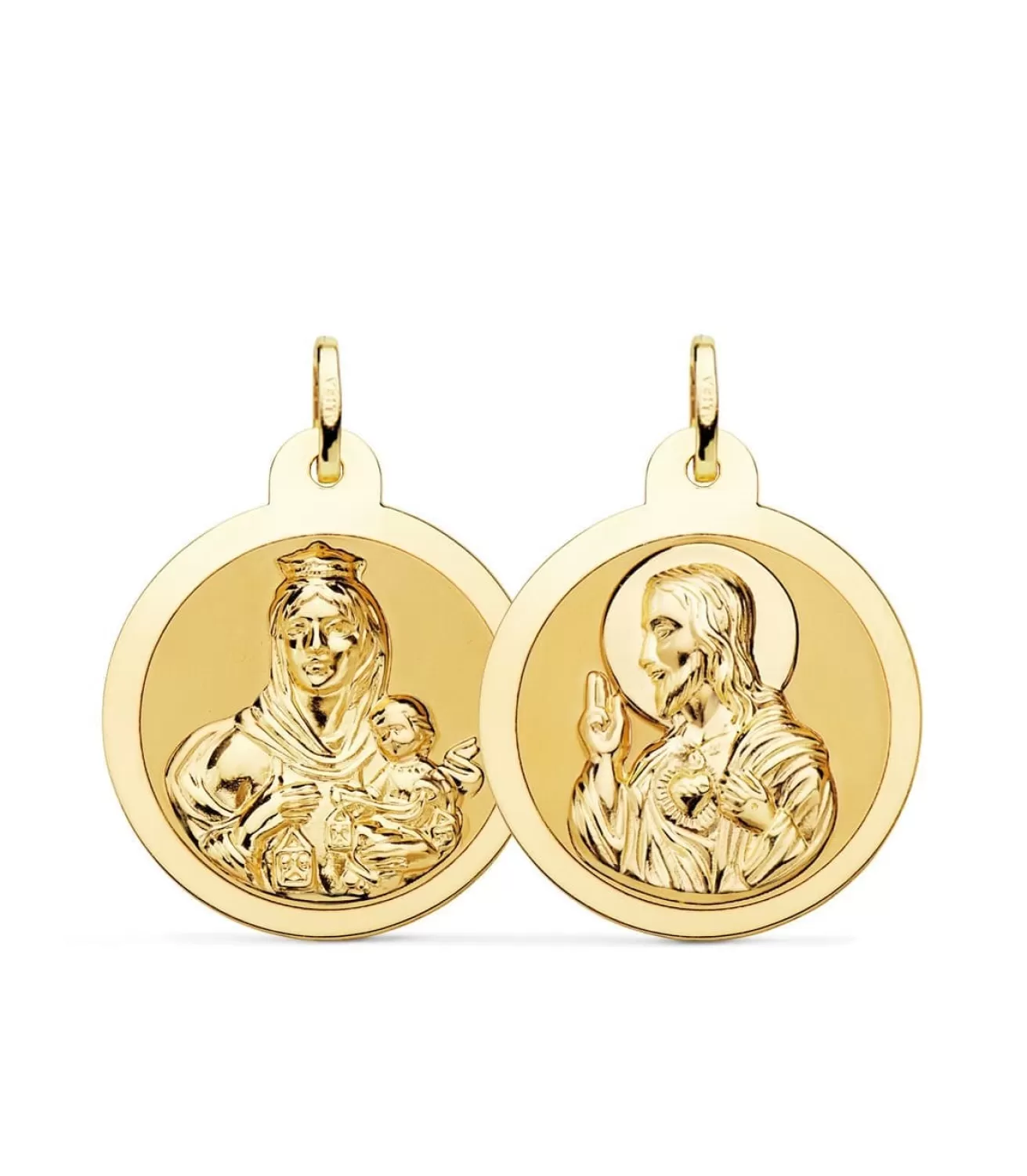 Escapulario V. Carmen Y C. Jesus Oro 18K 26 Mm Brillo<Alda Joyeros Hot