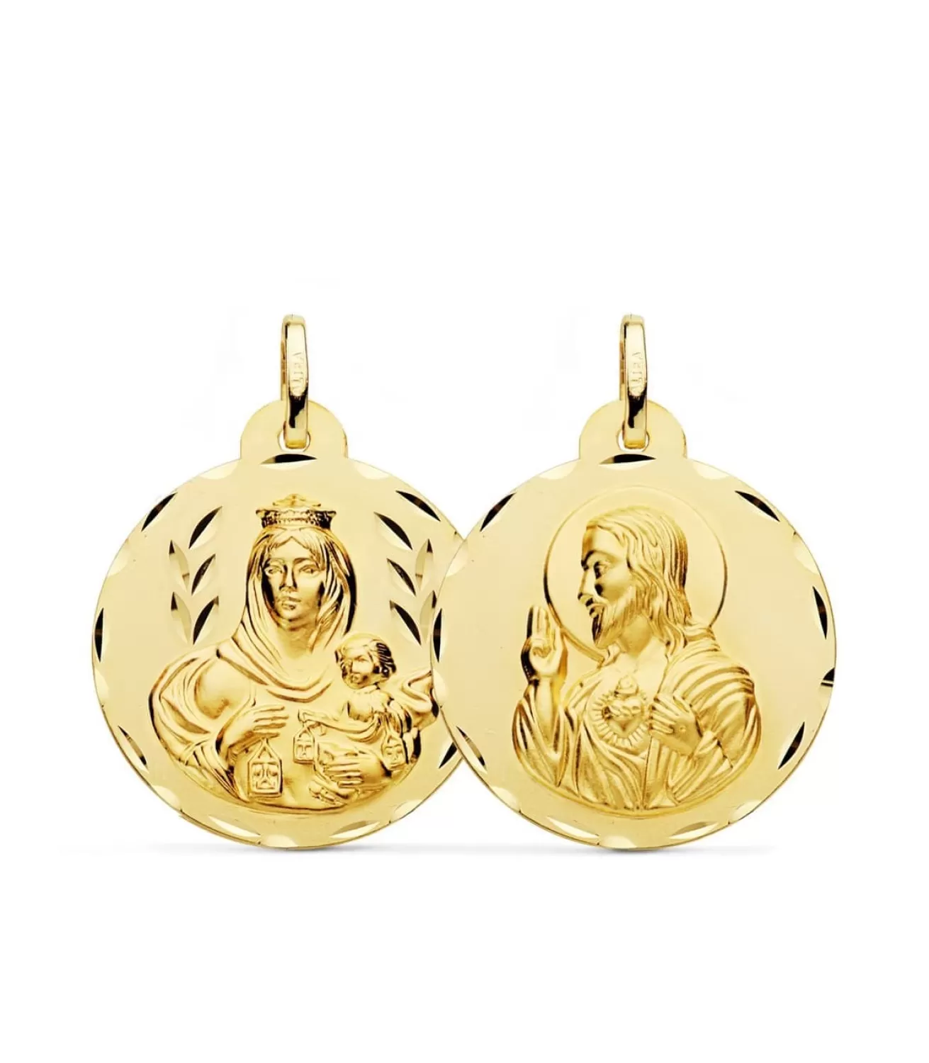 Escapulario V. Carmen Y C. Jesus Oro 18K 26 Mm Tallado<Alda Joyeros Flash Sale