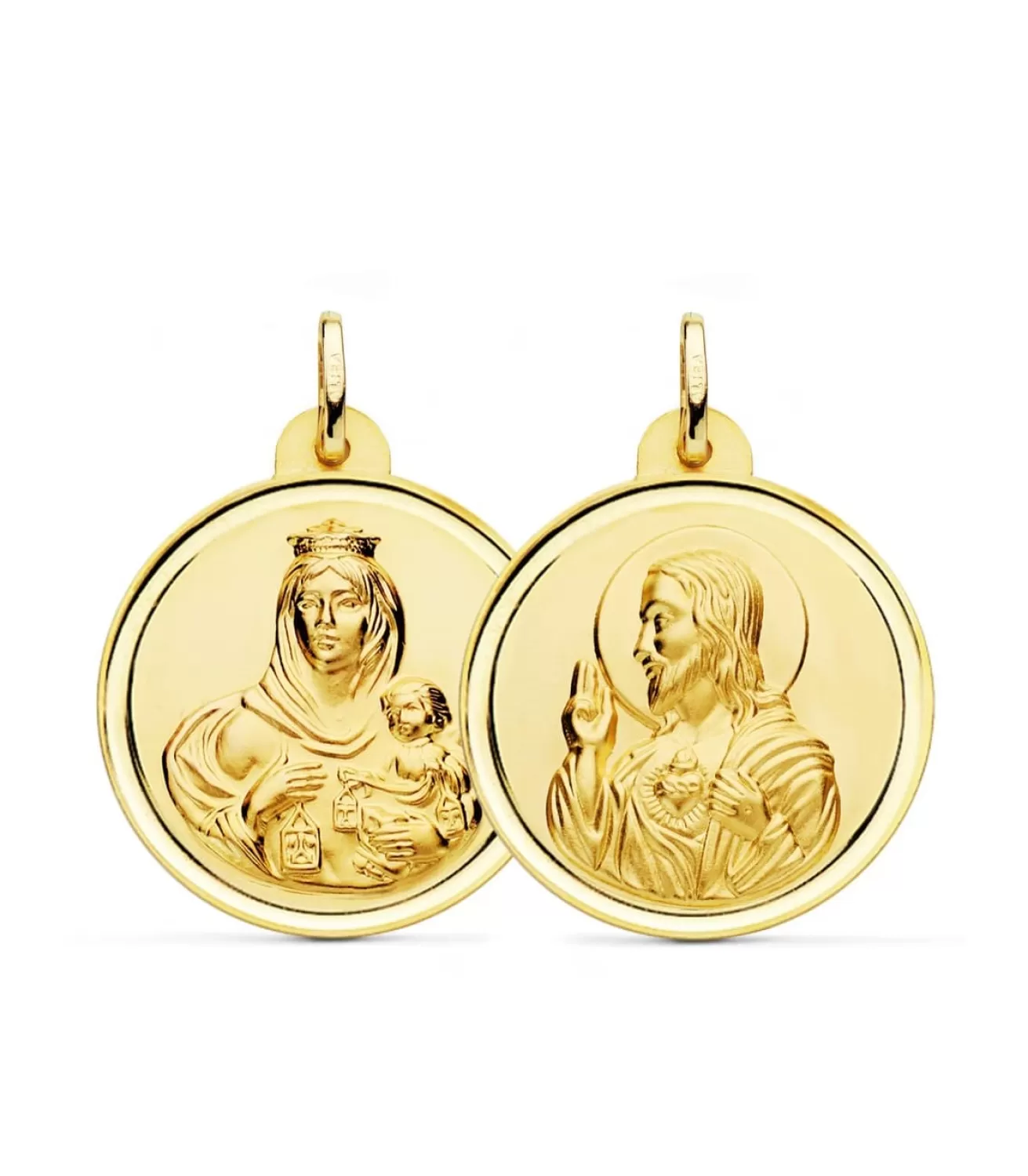 Escapulario V. Carmen Y C. Jesus Oro 18K 28 Mm Bisel<Alda Joyeros Flash Sale