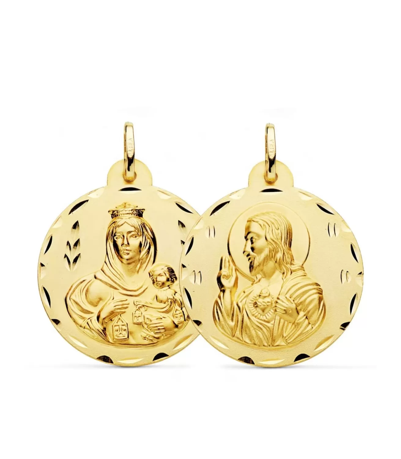 Escapulario V. Carmen Y C. Jesus Oro 18K 28 Mm Tallado<Alda Joyeros Fashion