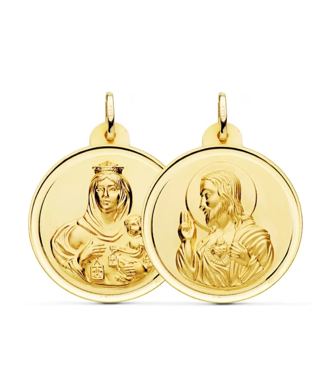 Escapulario V. Carmen Y C. Jesus Oro 18K 30 Mm Bisel<Alda Joyeros Outlet
