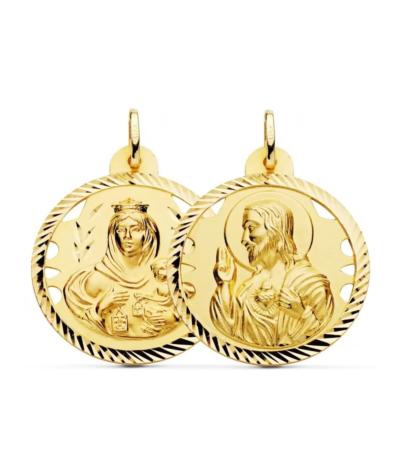 Escapulario V. Carmen Y C. Jesus Oro 18K 30 Mm Calado<Alda Joyeros Cheap