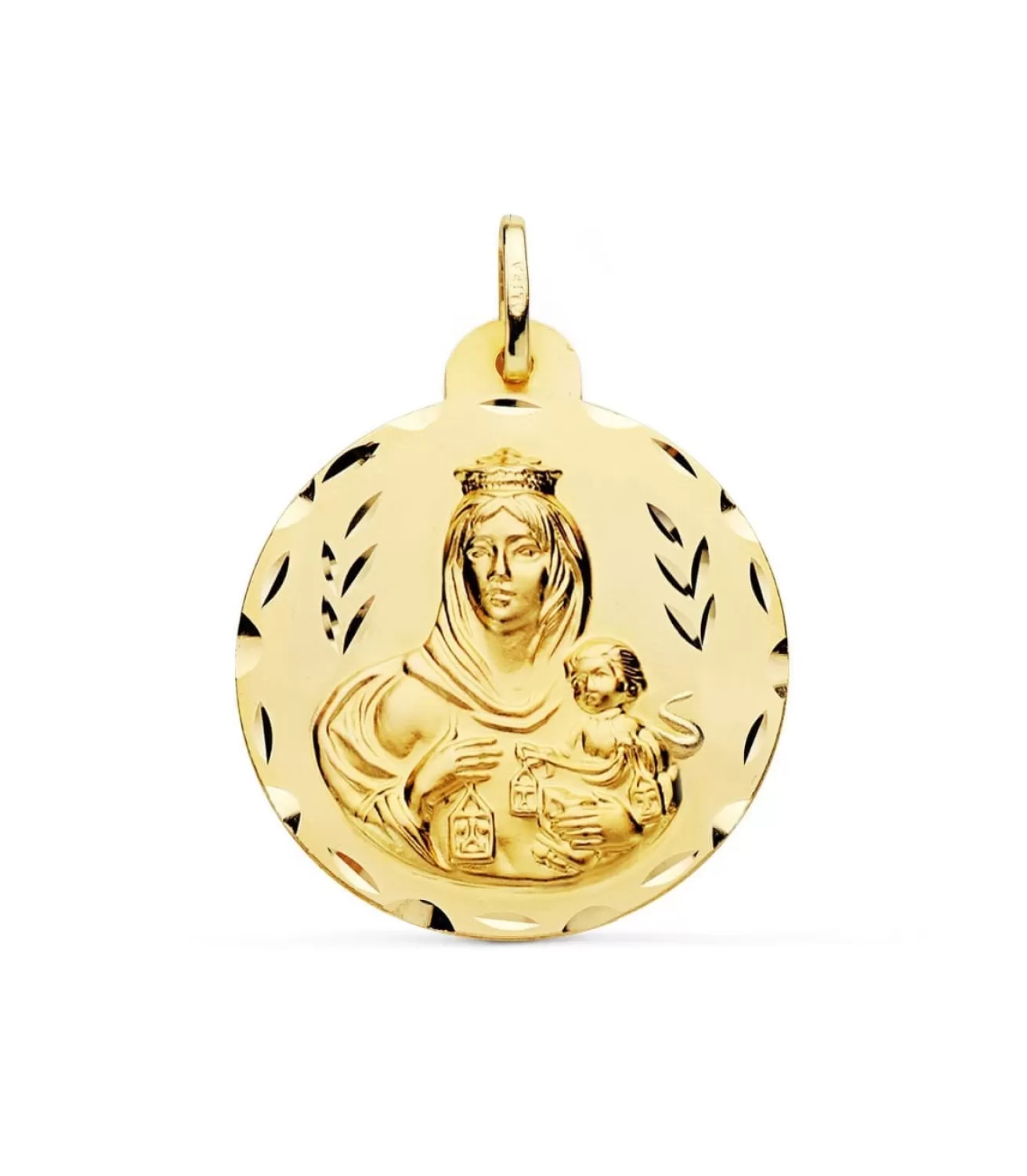 Escapulario V. Carmen Y C. Jesus Oro 18K 30Mm Tallado<Alda Joyeros Shop
