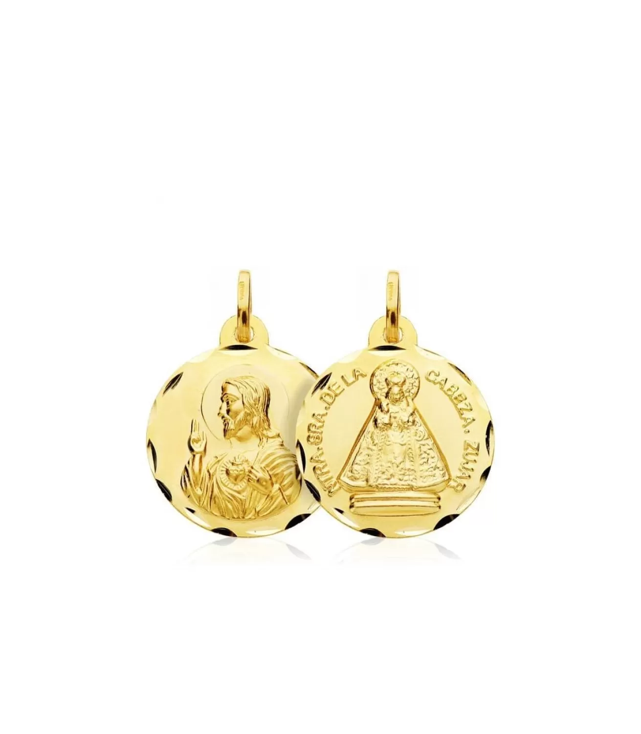 Escapulario V. De La Cabeza De Zujar Y Corazon De Jesus Oro 18K 18 Mm<Alda Joyeros New