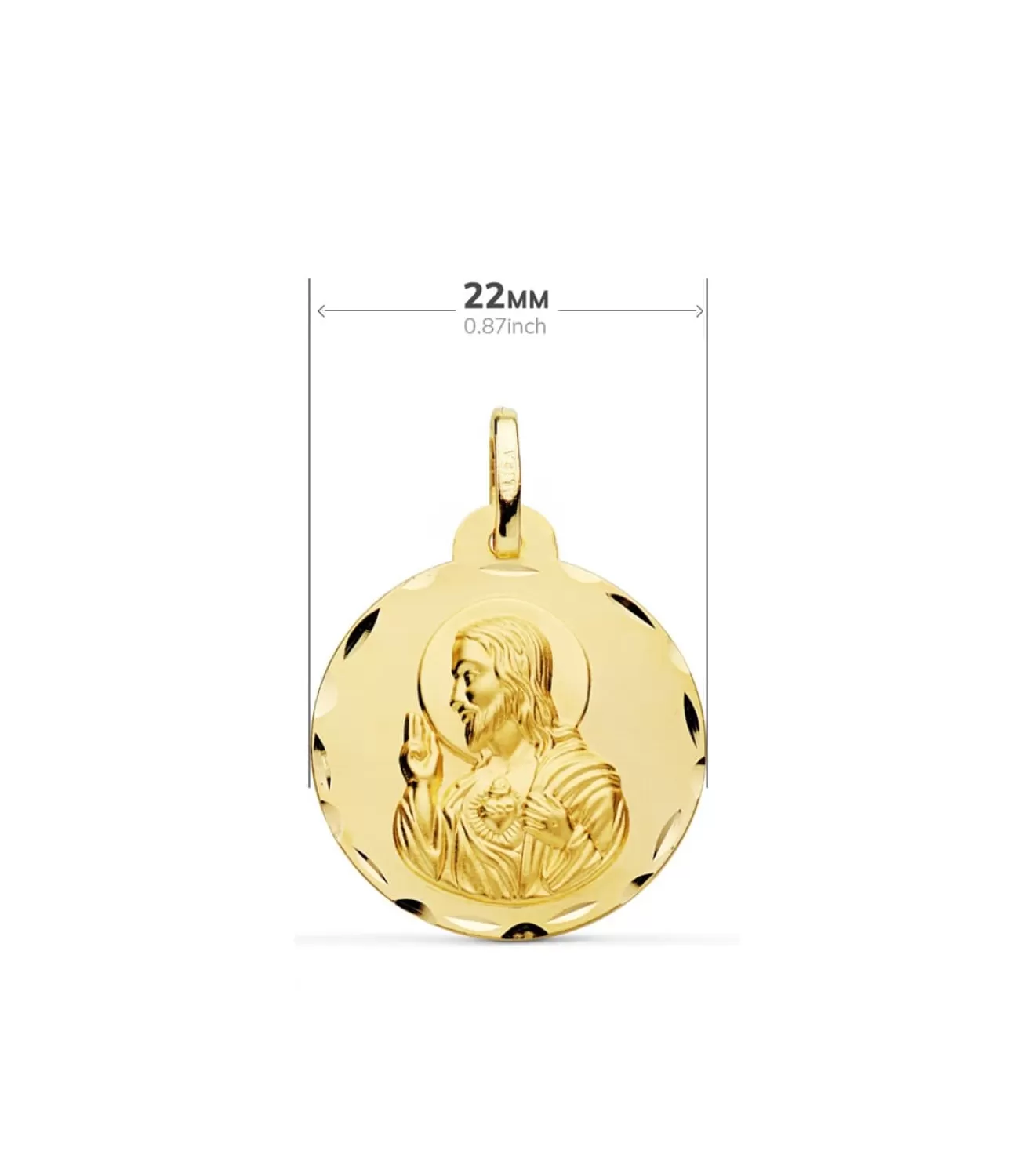 Escapulario V. De Las Angustias Y Corazon De Jesus Oro 18K 22 Mm<Alda Joyeros Shop