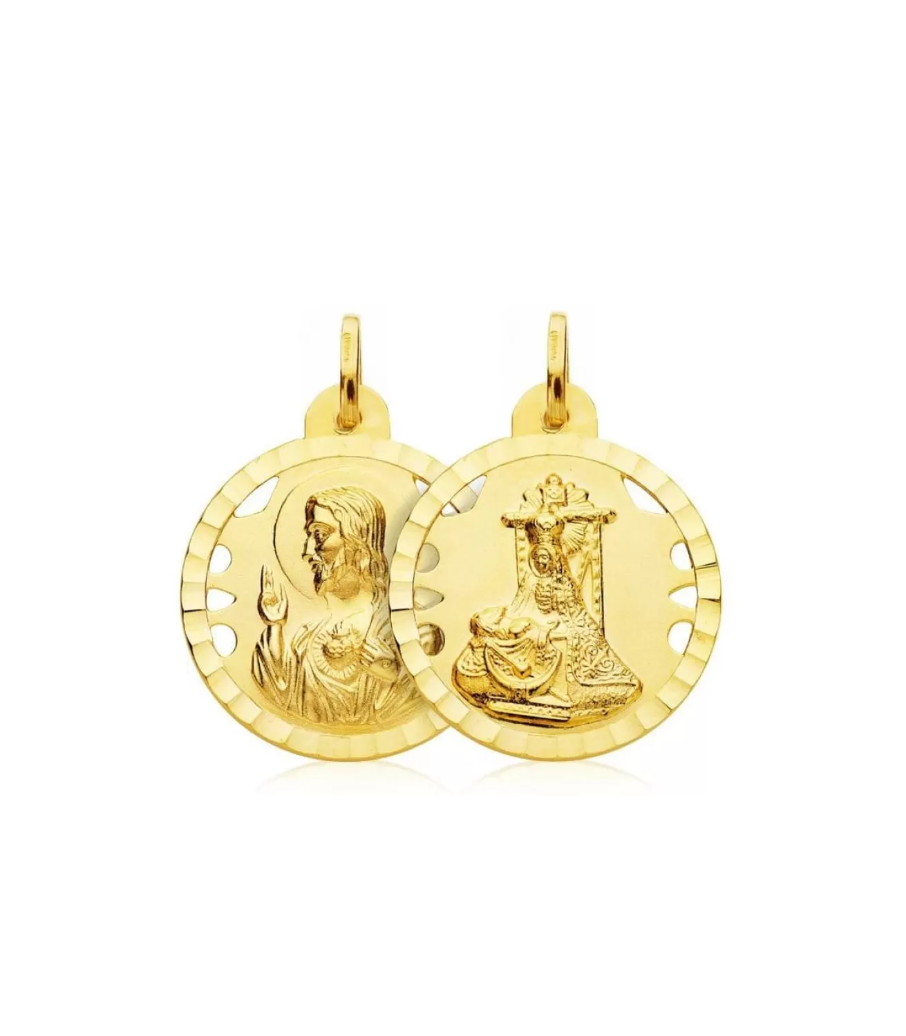 Escapulario V. De Las Angustias Y Corazon De Jesus Oro 18K 22 Mm Calado<Alda Joyeros New