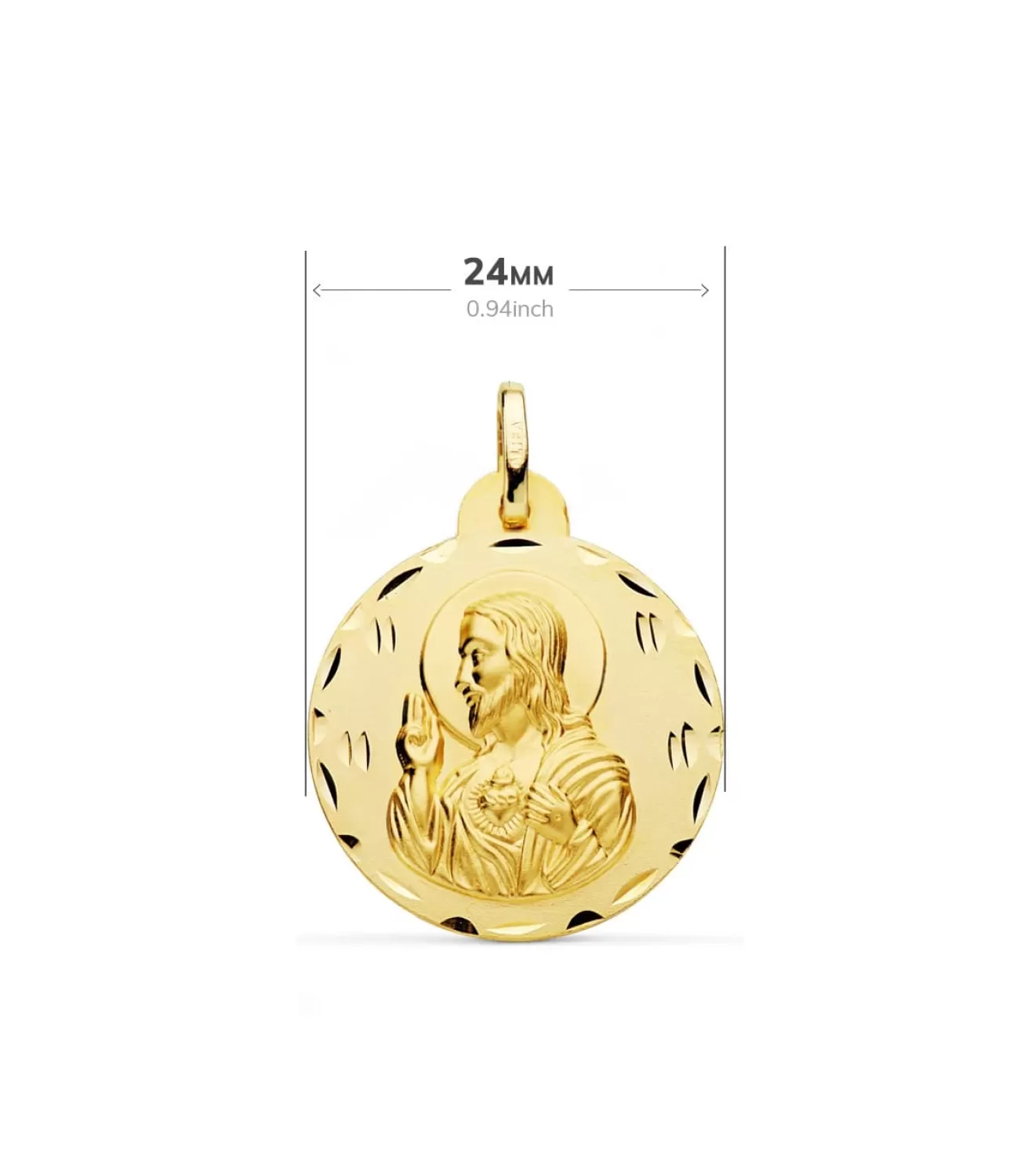 Escapulario V. De Las Angustias Y Corazon De Jesus Oro 18K 24 Mm<Alda Joyeros Online