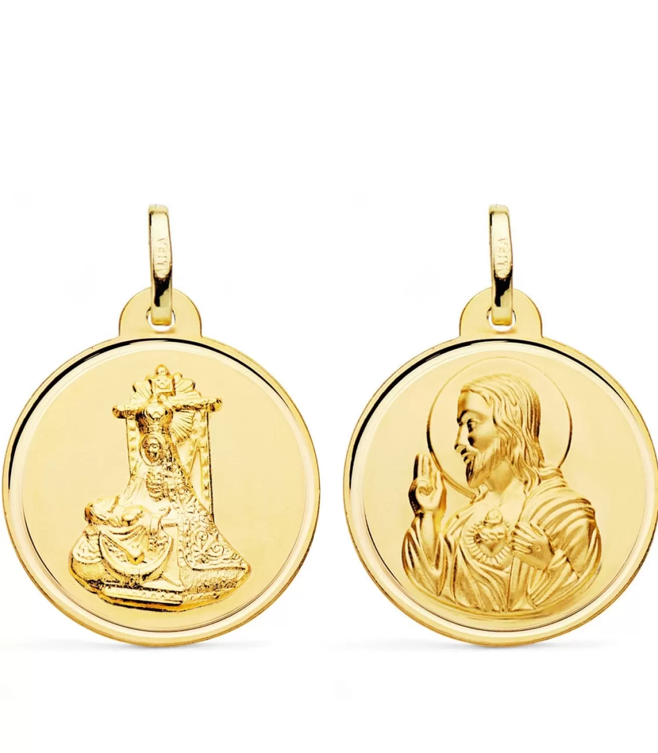 Escapulario V. De Las Angustias Y Corazon De Jesus Oro 18K 24 Mm Bisel<Alda Joyeros Fashion