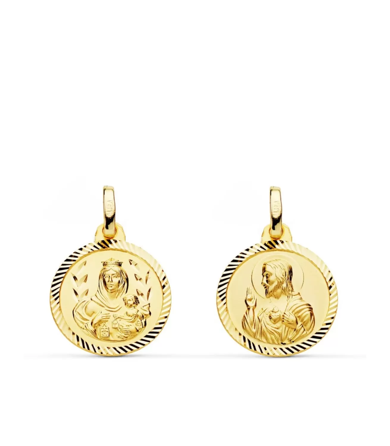 Escapulario V. Del Carmen Corazon De Jesus Oro 18K 16Mm<Alda Joyeros New