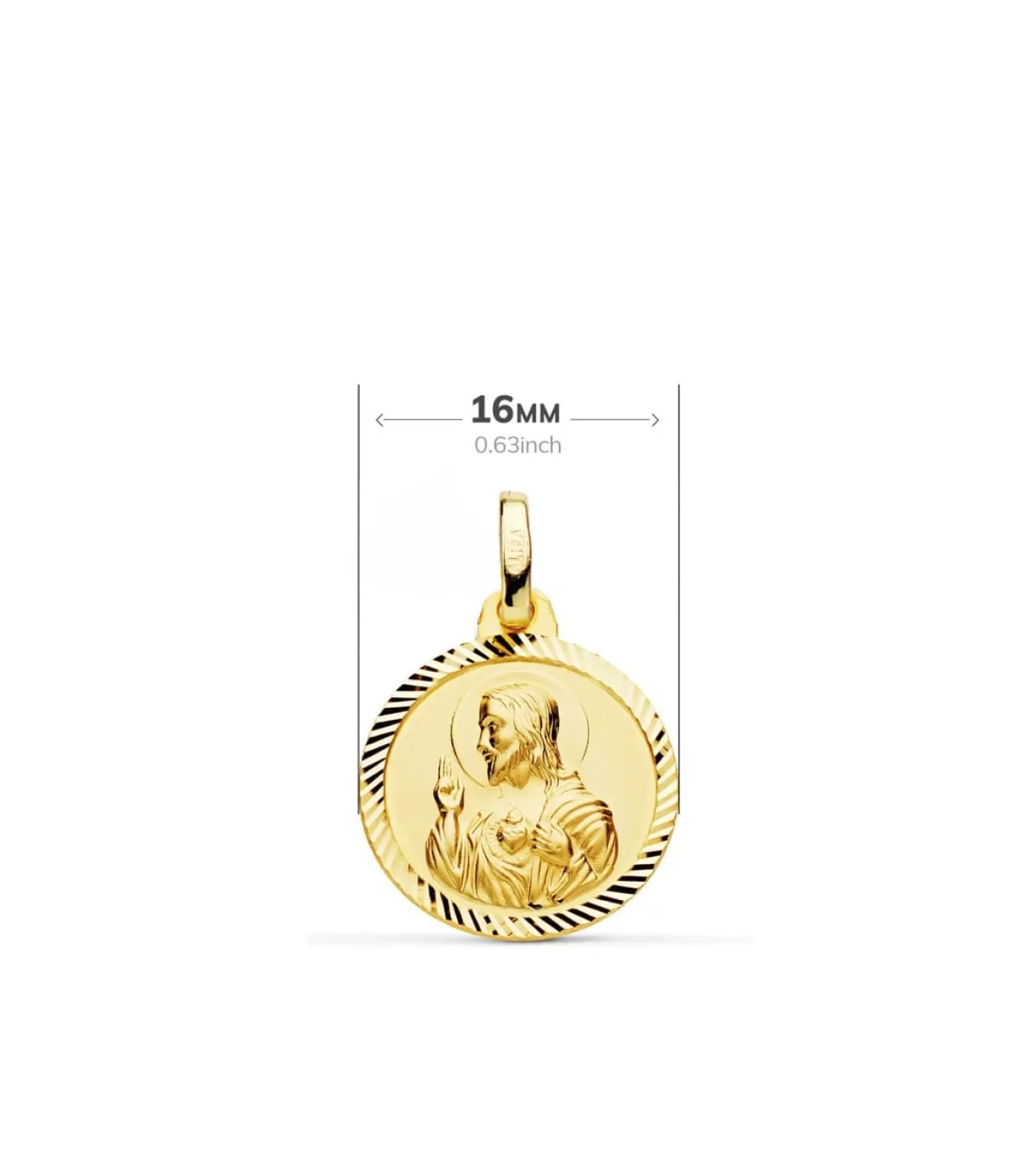 Escapulario V. Del Carmen Corazon De Jesus Oro 18K 16Mm<Alda Joyeros New