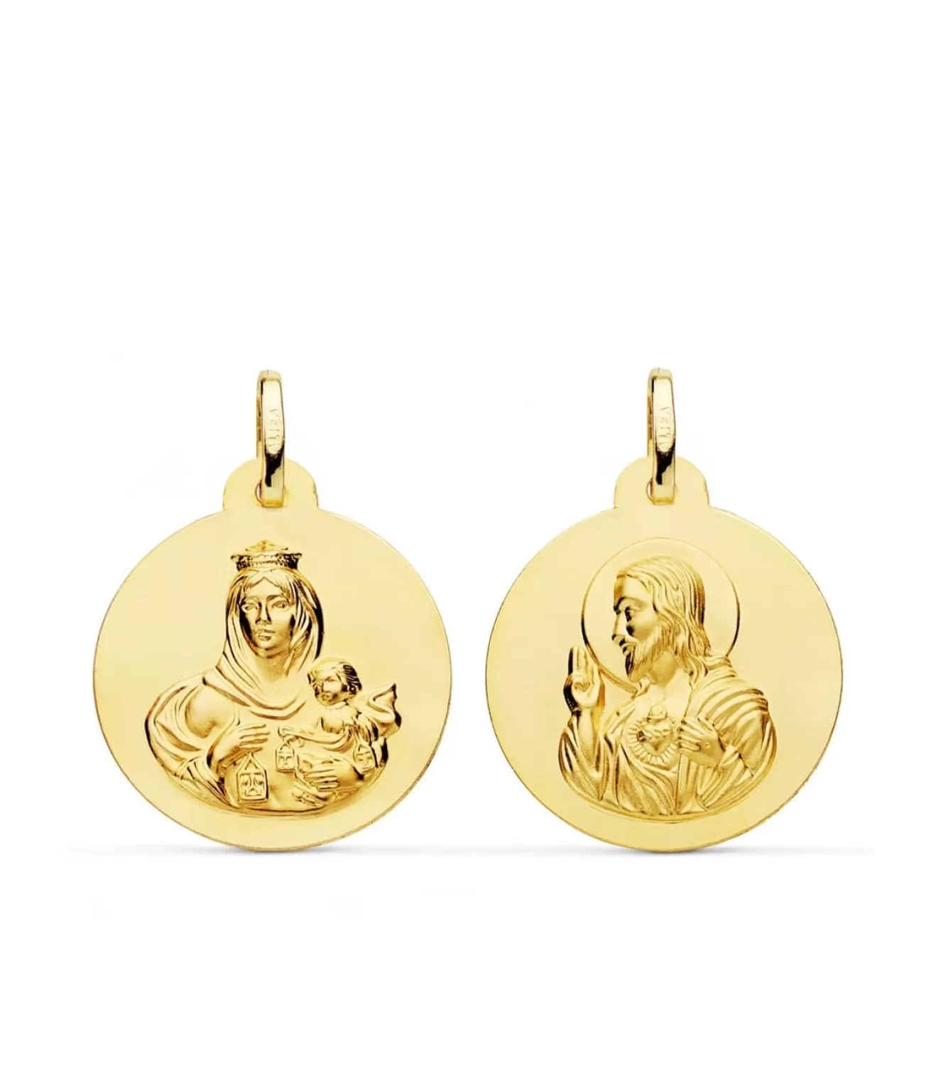 Escapulario V. Del Carmen Y C. Jesus Oro 18K 22 Mm<Alda Joyeros Fashion