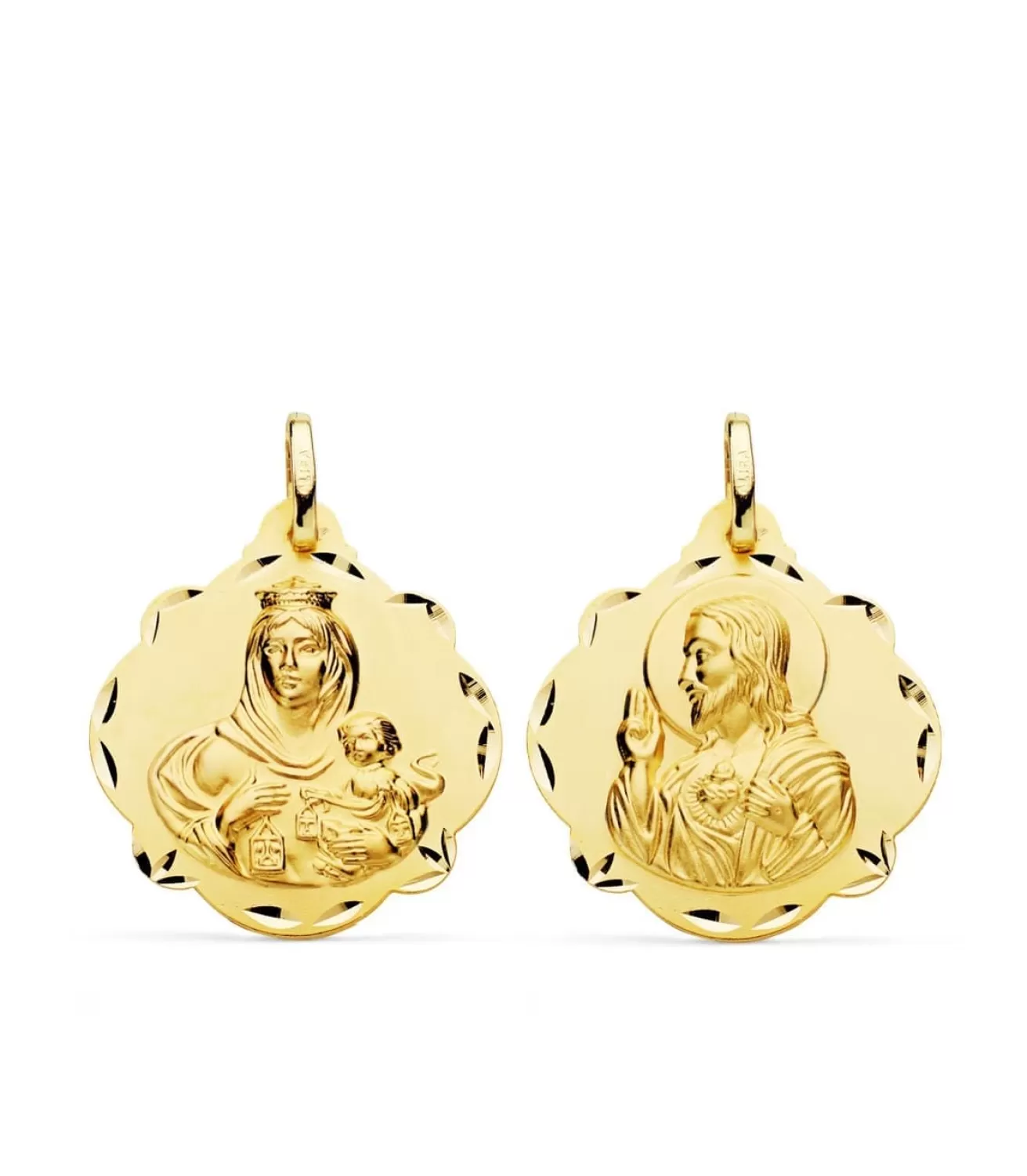 Escapulario V. Del Carmen Y Corazon De Jesus Oro 18K 24Mm<Alda Joyeros Clearance