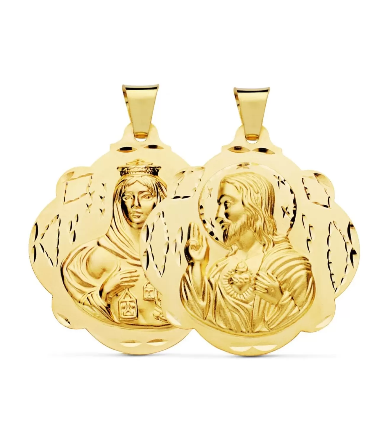 Escapulario V. Del Carmen Y Corazon De Jesus Oro 18K 42Mm<Alda Joyeros Shop