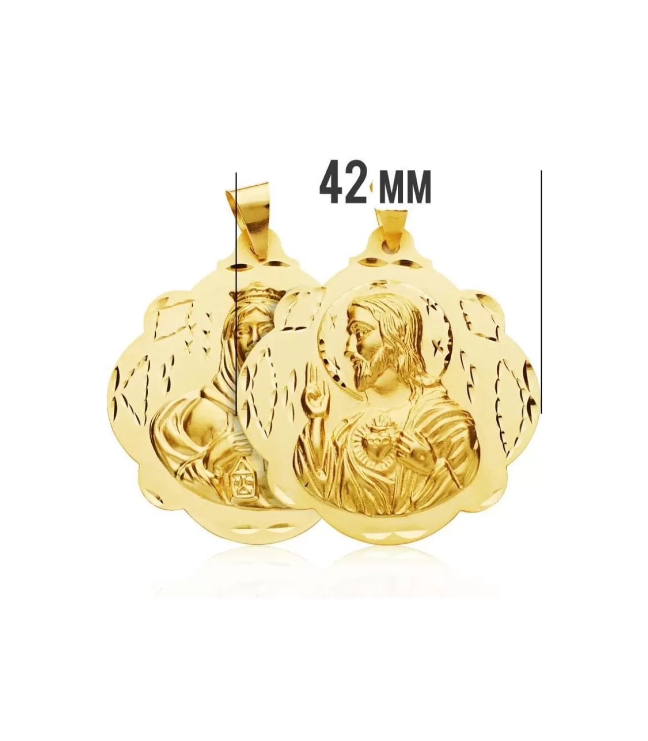 Escapulario V. Del Carmen Y Corazon De Jesus Oro 18K 42Mm<Alda Joyeros Shop