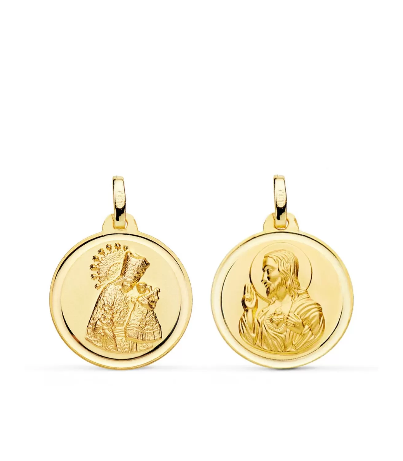 Escapulario V. Desamparados Y C. Jesus 18K 18Mm Bisel<Alda Joyeros Store