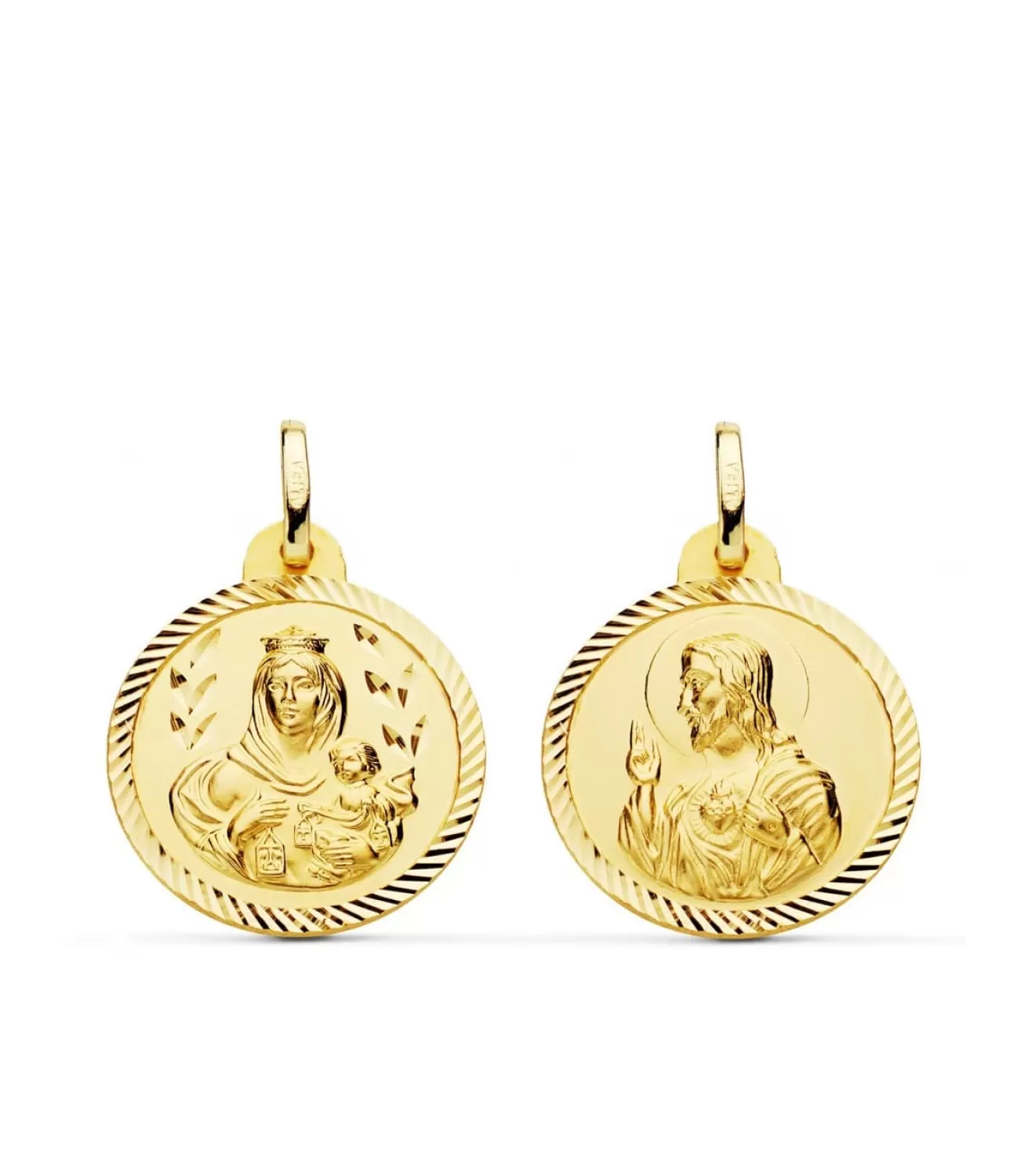 Escapulario Virgen Carmen Y Corazon Jesus Medalla Oro 18K Helice 20 Mm<Alda Joyeros Hot