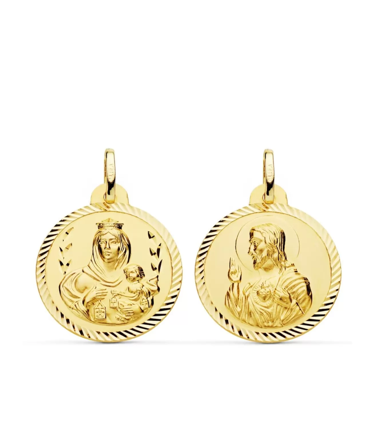 Escapulario Virgen Carmen Y Corazon Jesus Medalla Oro 18K Helice 22 Mm<Alda Joyeros Sale