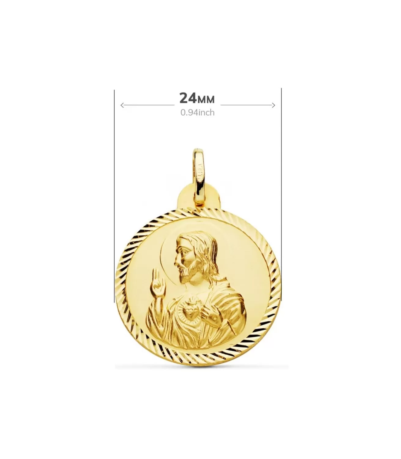Escapulario Virgen Carmen Y Corazon Jesus Medalla Oro 18K Helice 24 Mm<Alda Joyeros Online