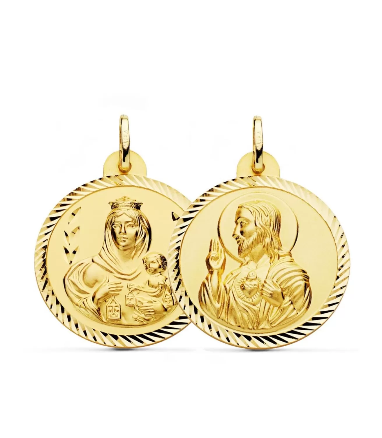 Escapulario Virgen Carmen Y Corazon Jesus Medalla Oro 18K Helice 28 Mm<Alda Joyeros Store