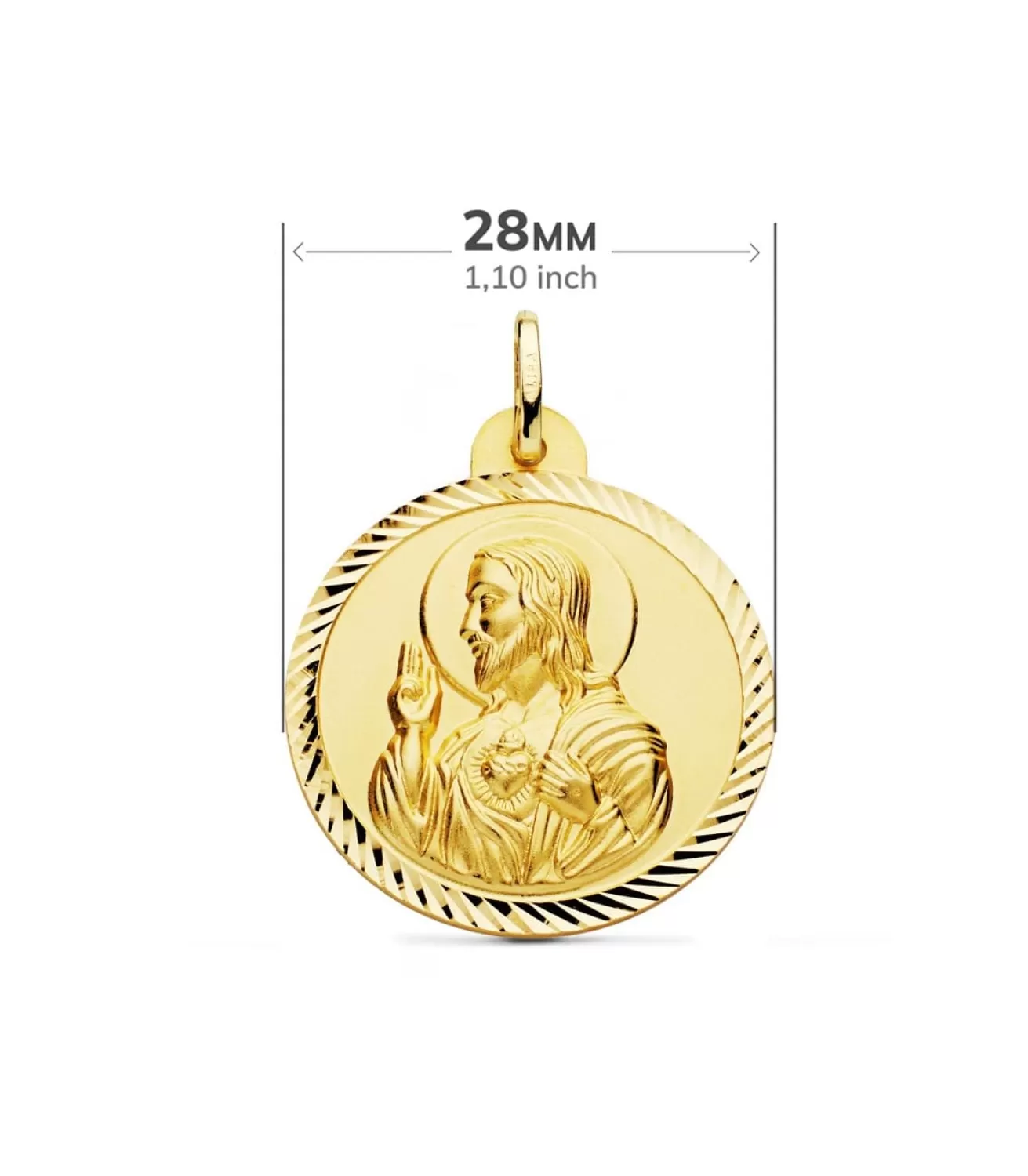 Escapulario Virgen Carmen Y Corazon Jesus Medalla Oro 18K Helice 28 Mm<Alda Joyeros Store