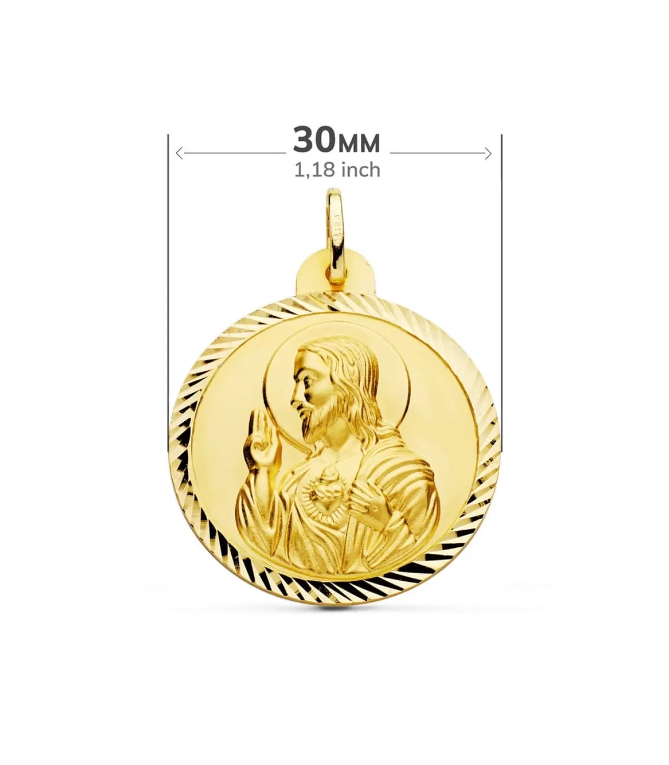 Escapulario Virgen Carmen Y Corazon Jesus Medalla Oro 18K Helice 30 Mm<Alda Joyeros New