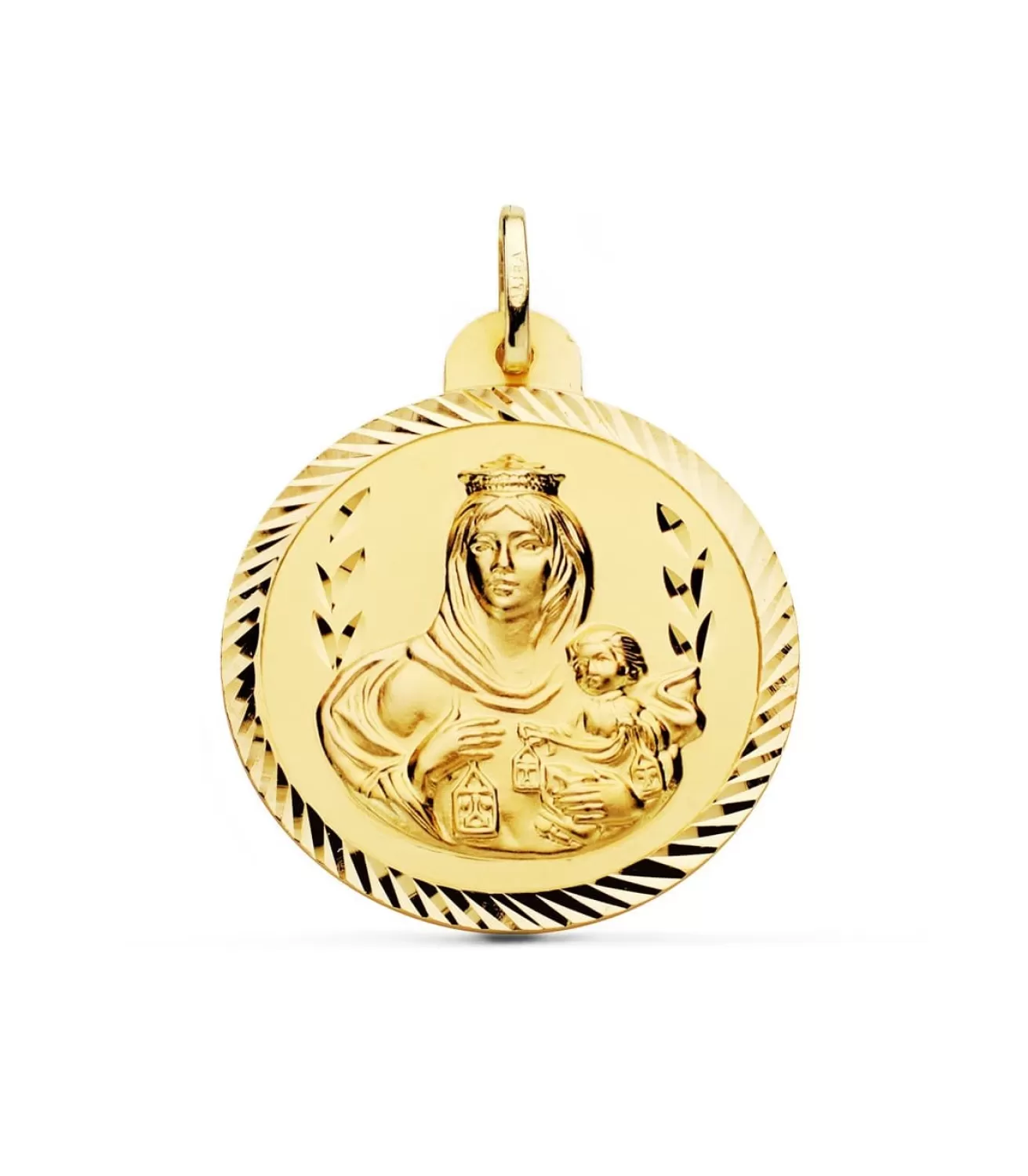 Escapulario Virgen Carmen Y Corazon Jesus Medalla Oro 18K Helice 30 Mm<Alda Joyeros New