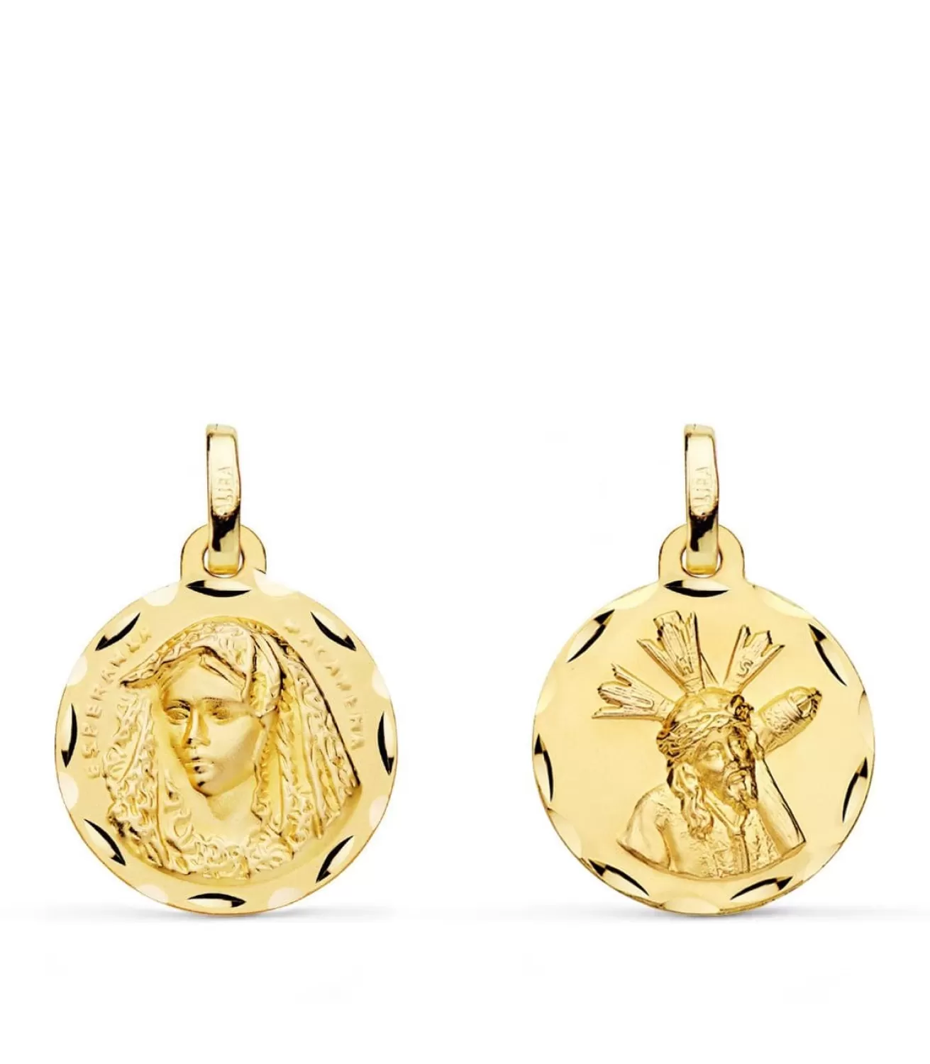 Escapulario Virgen Macarena Y Cristo Del Gran Poder 18K 16Mm<Alda Joyeros Store