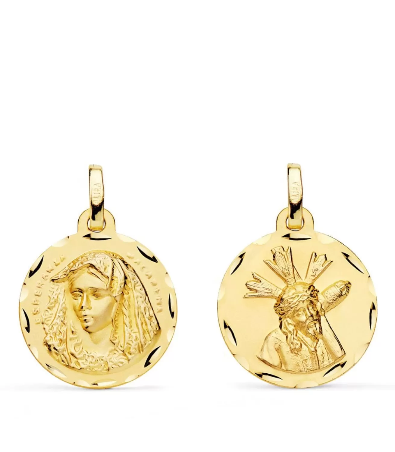 Escapulario Virgen Macarena Y Cristo Del Gran Poder 18K 18Mm<Alda Joyeros Discount