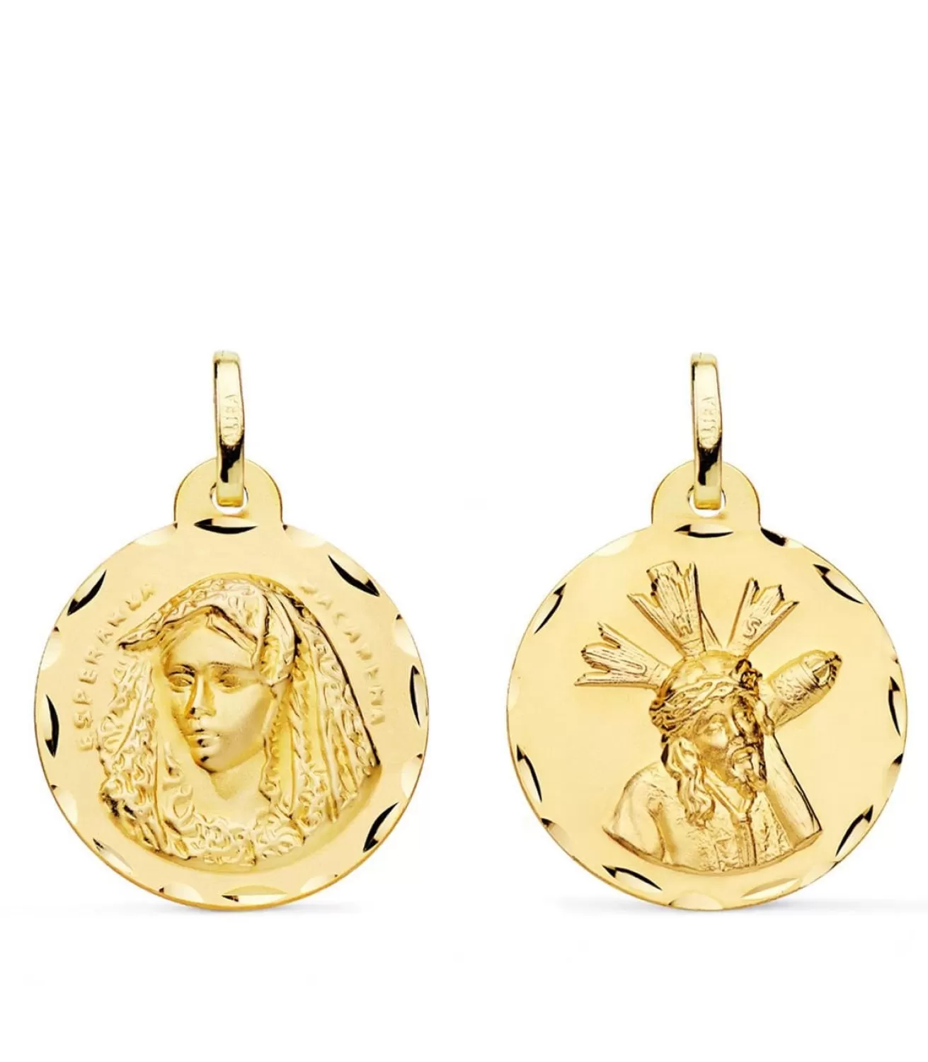 Escapulario Virgen Macarena Y Cristo Del Gran Poder 18K 20Mm<Alda Joyeros Best Sale