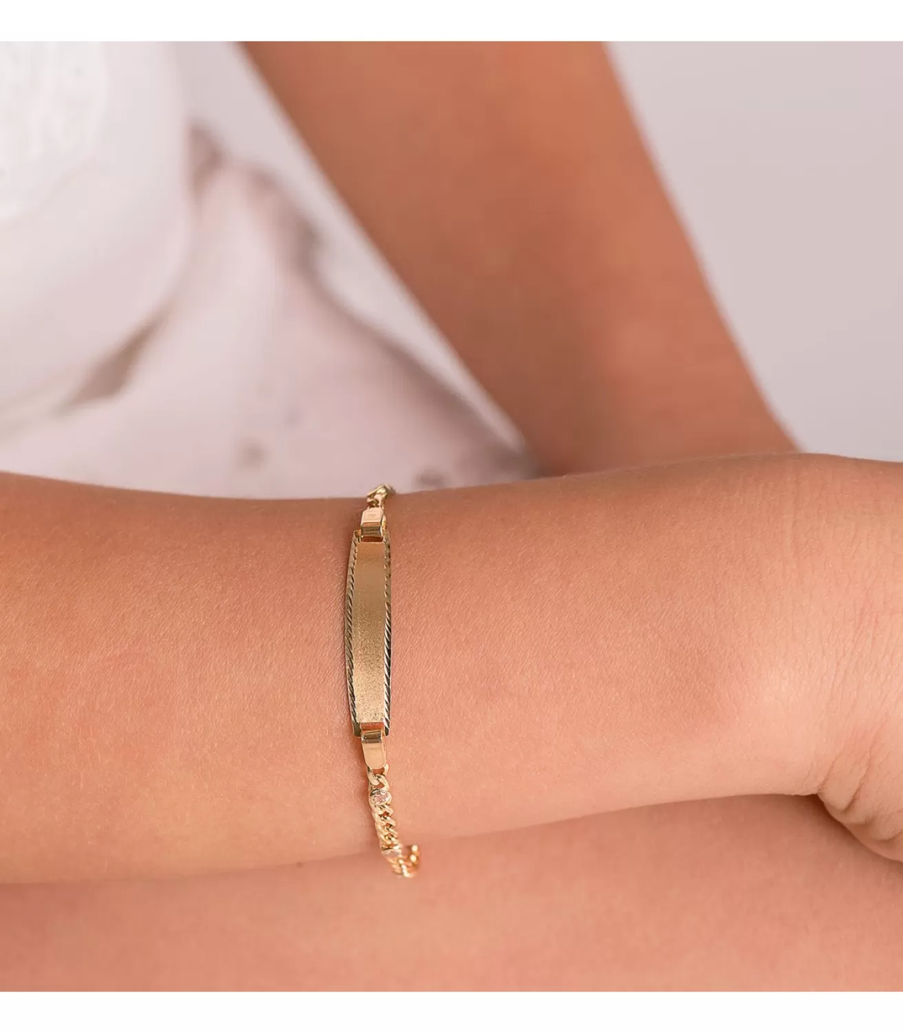 Esclava 1 Comunion Oro 18 K Eslabones Con Circonitas<Alda Joyeros Sale
