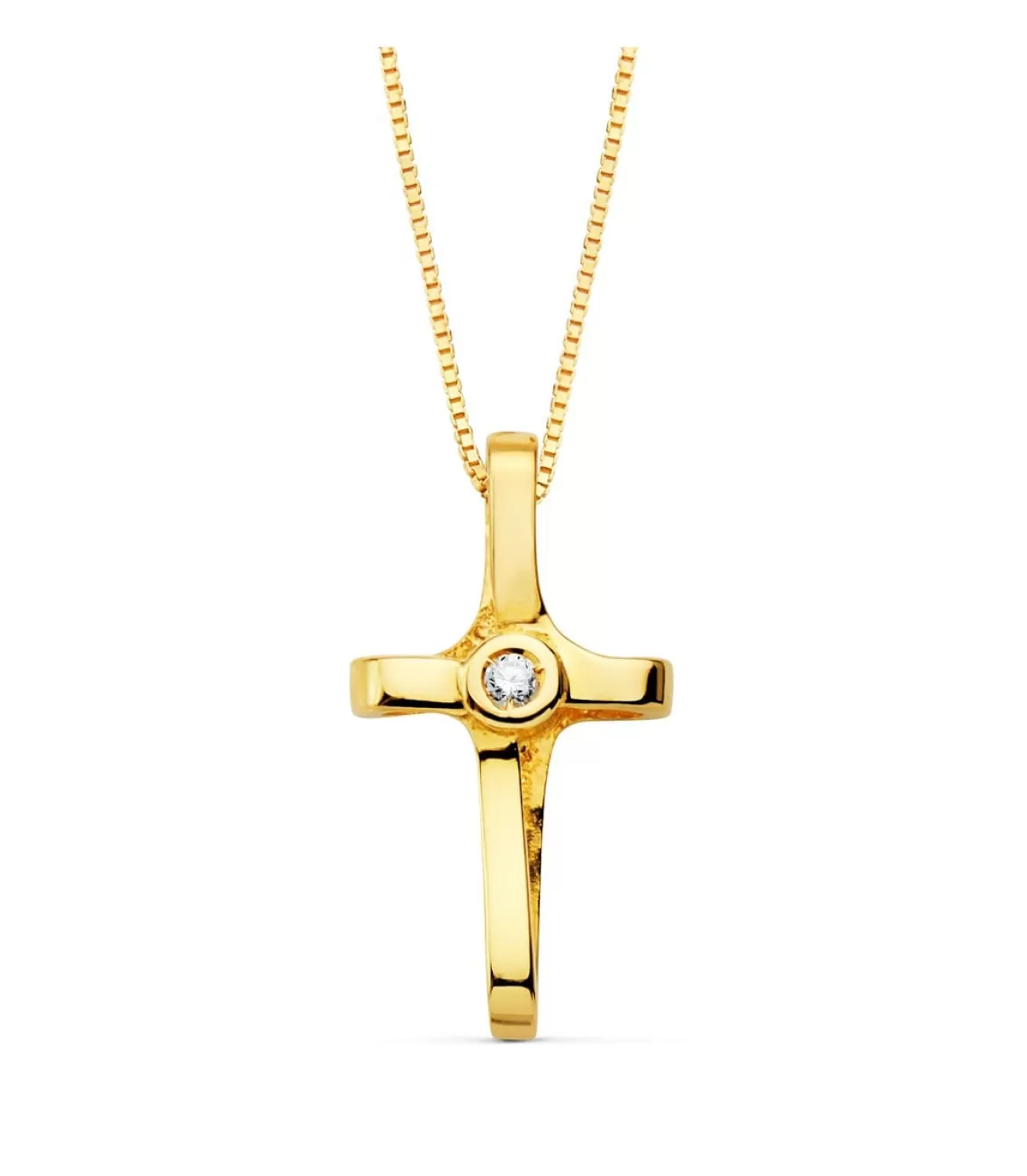 Gargantilla Cruz Oro 18K Diamante 0.015 Qt.<Alda Joyeros Outlet