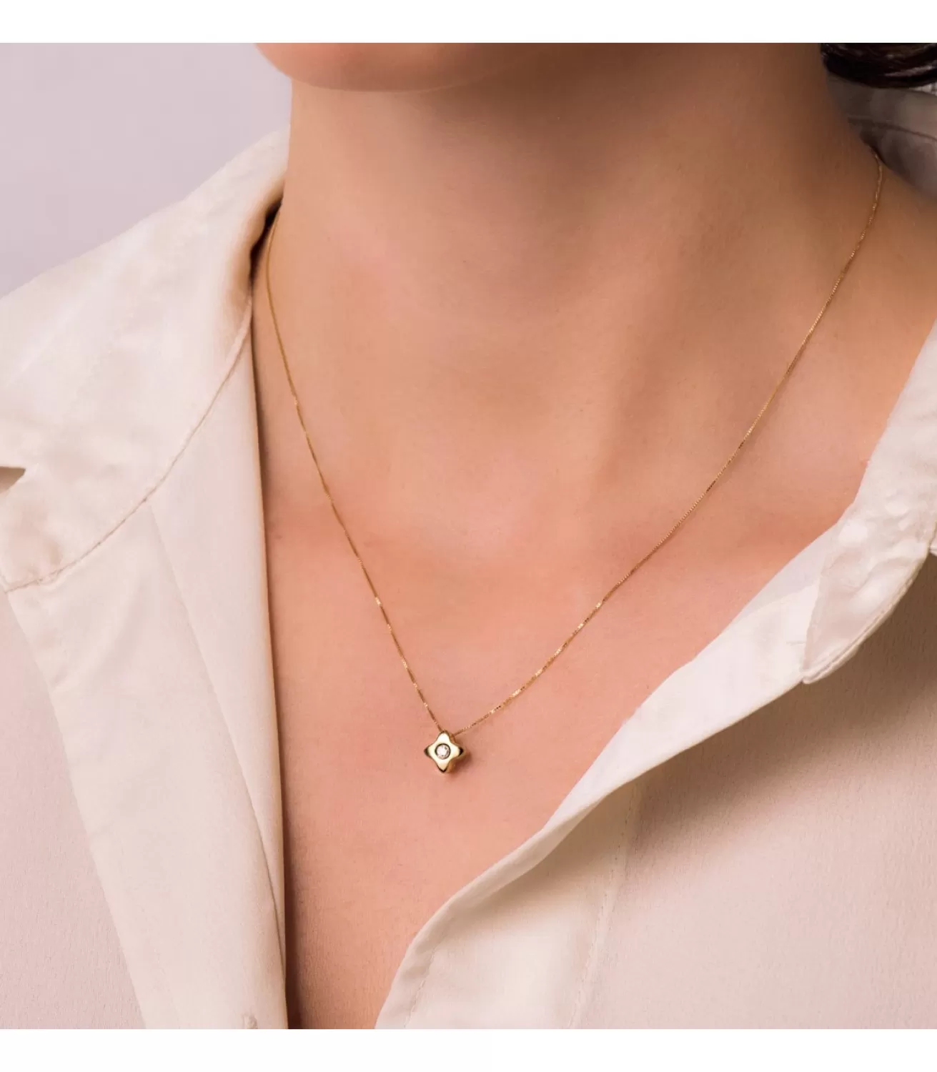 Gargantilla Estrella Diamantes 0.050 Qtes. Oa 18K<Alda Joyeros Cheap