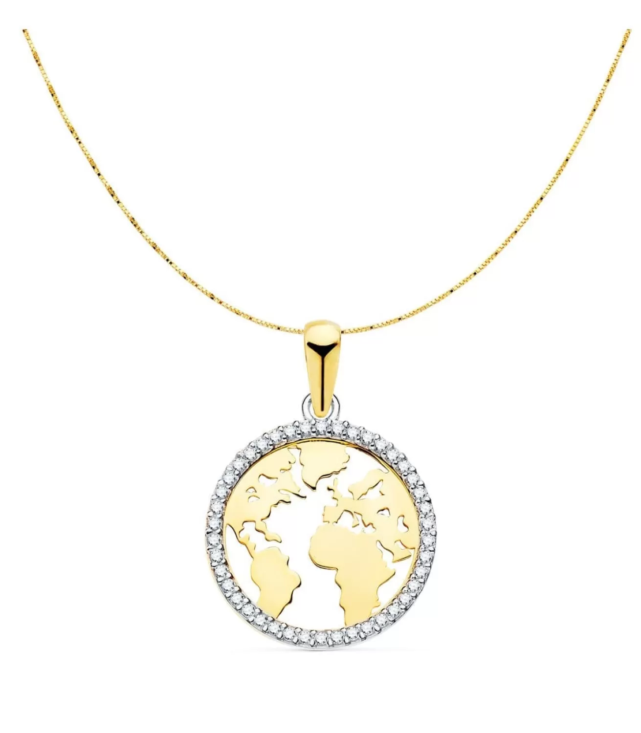 Gargantilla Mapamundi Brillo Oro Bicolor 18K 42 + 2Cm<Alda Joyeros Store