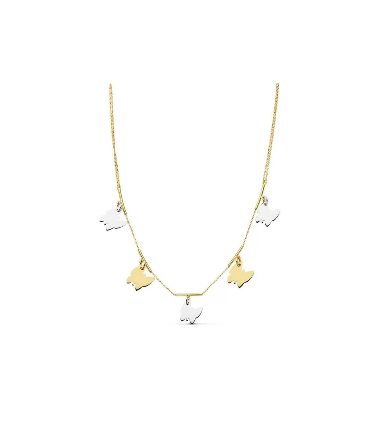 Gargantilla Oro Bicolor 18K Charms Mariposas<Alda Joyeros Cheap