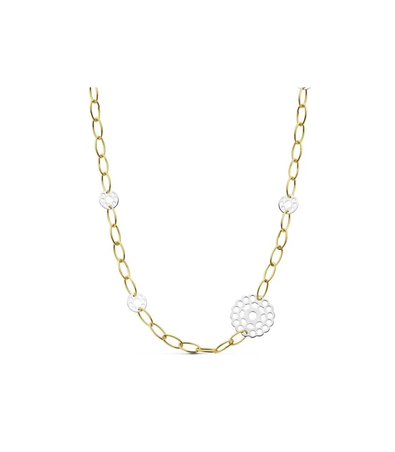 Gargantilla Oro Bicolor 18K Eslabones Motivos Calados<Alda Joyeros Hot