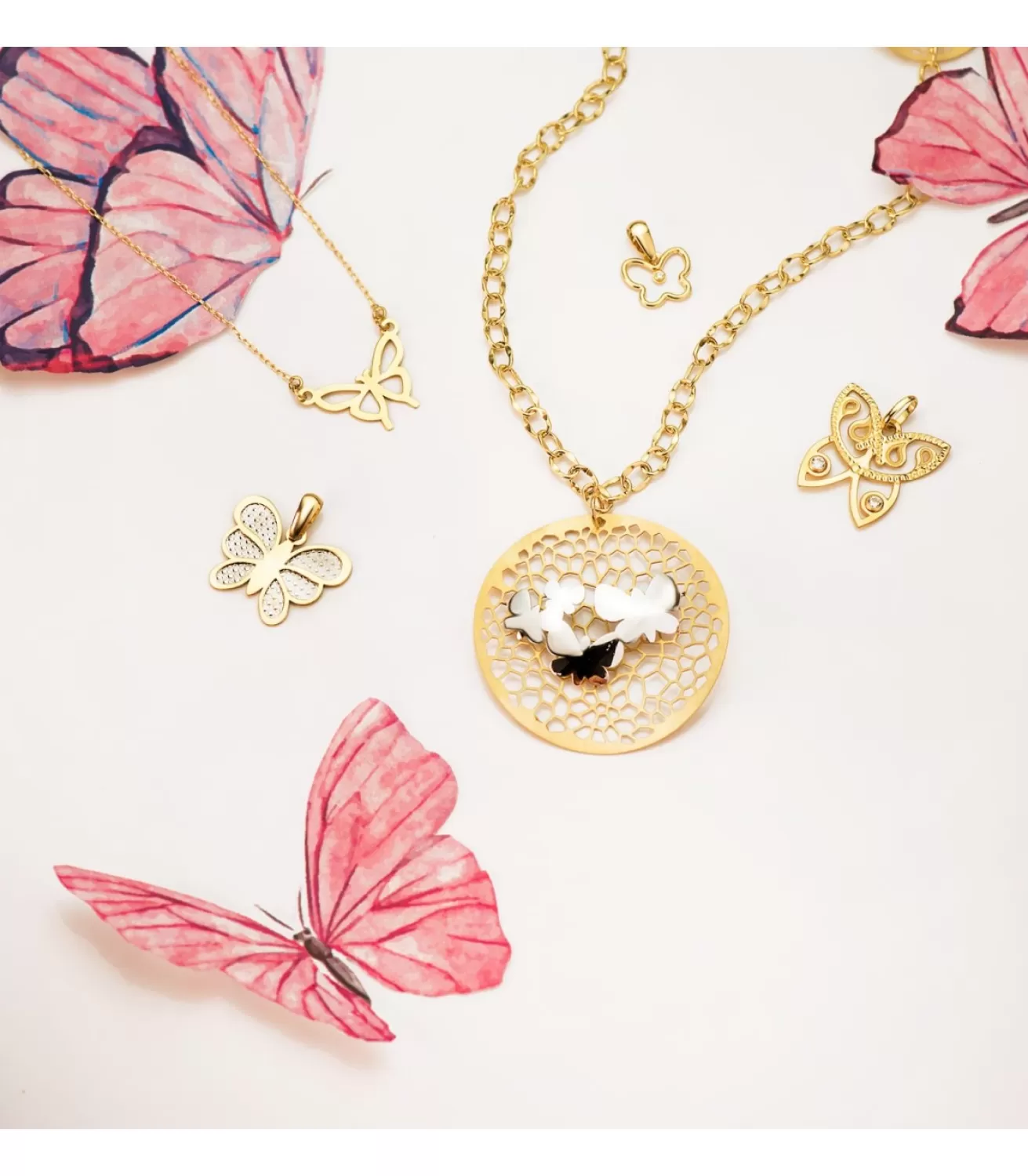 Gargantilla Oro Bicolor 18K Sweet Butterfly<Alda Joyeros Fashion