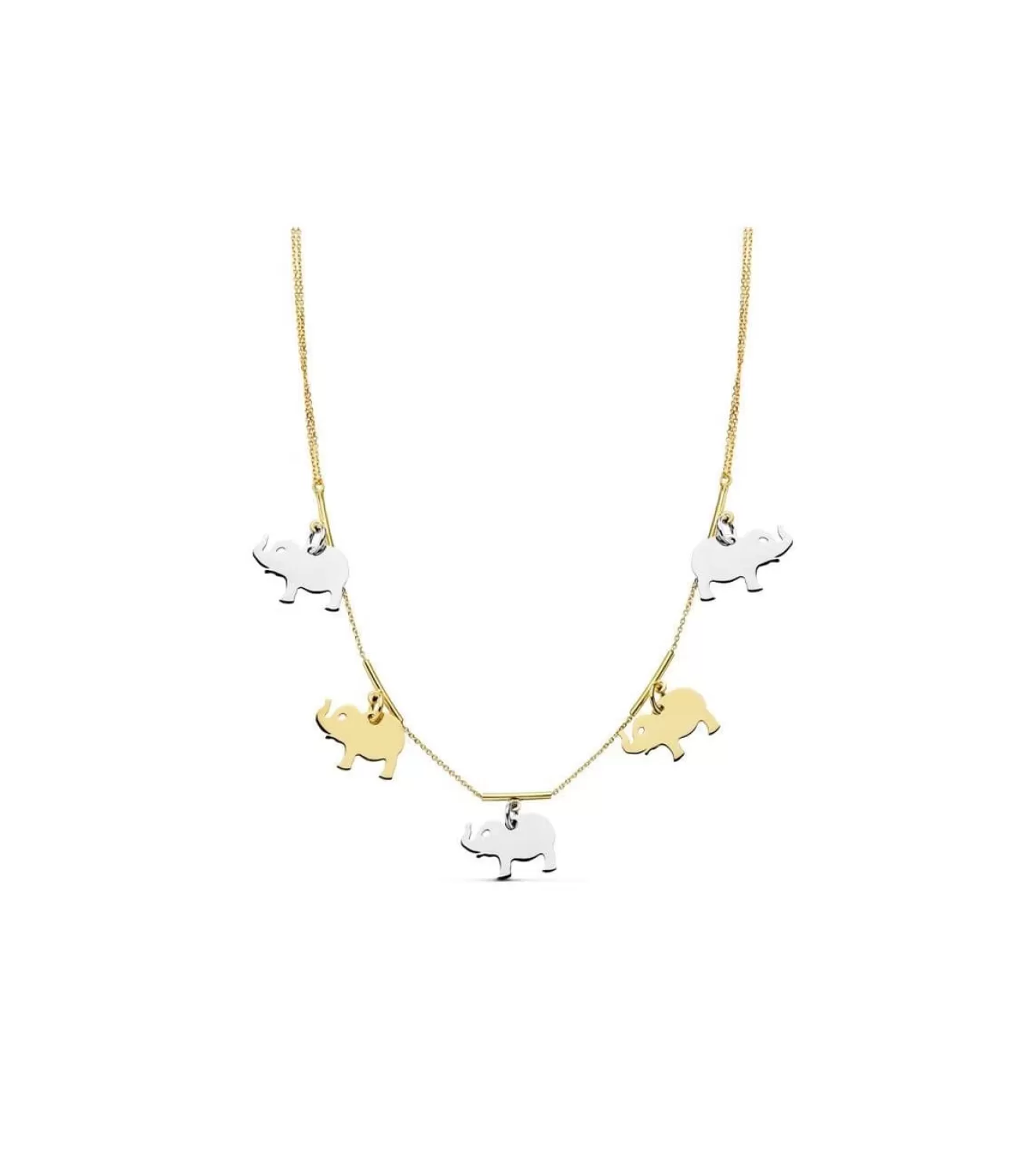 Gargantilla Oro Bicolor 18Ktes Charms Elefantes<Alda Joyeros Cheap