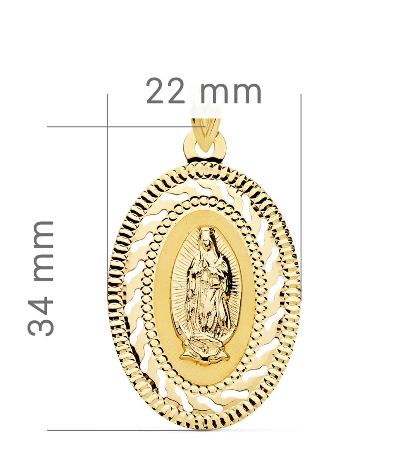 Guadalupe Mexico Oro 18 K Cerco Oval 34 Mm<Alda Joyeros Clearance