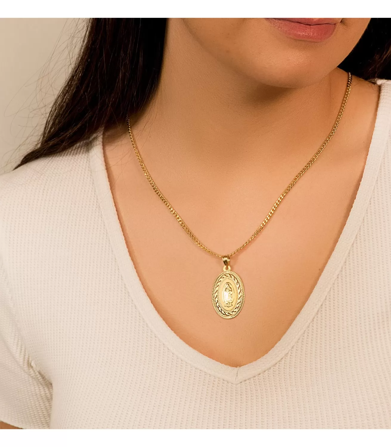 Guadalupe Mexico Oro 18 K Cerco Oval 34 Mm<Alda Joyeros Clearance