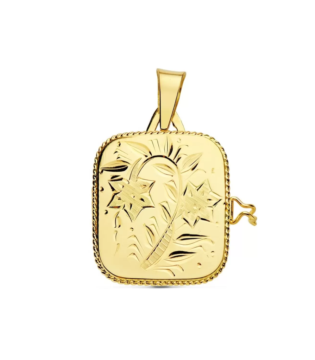 Guardapelo Portafotos Cuadrado Labrado Oro 18 K 21 Mm<Alda Joyeros Cheap